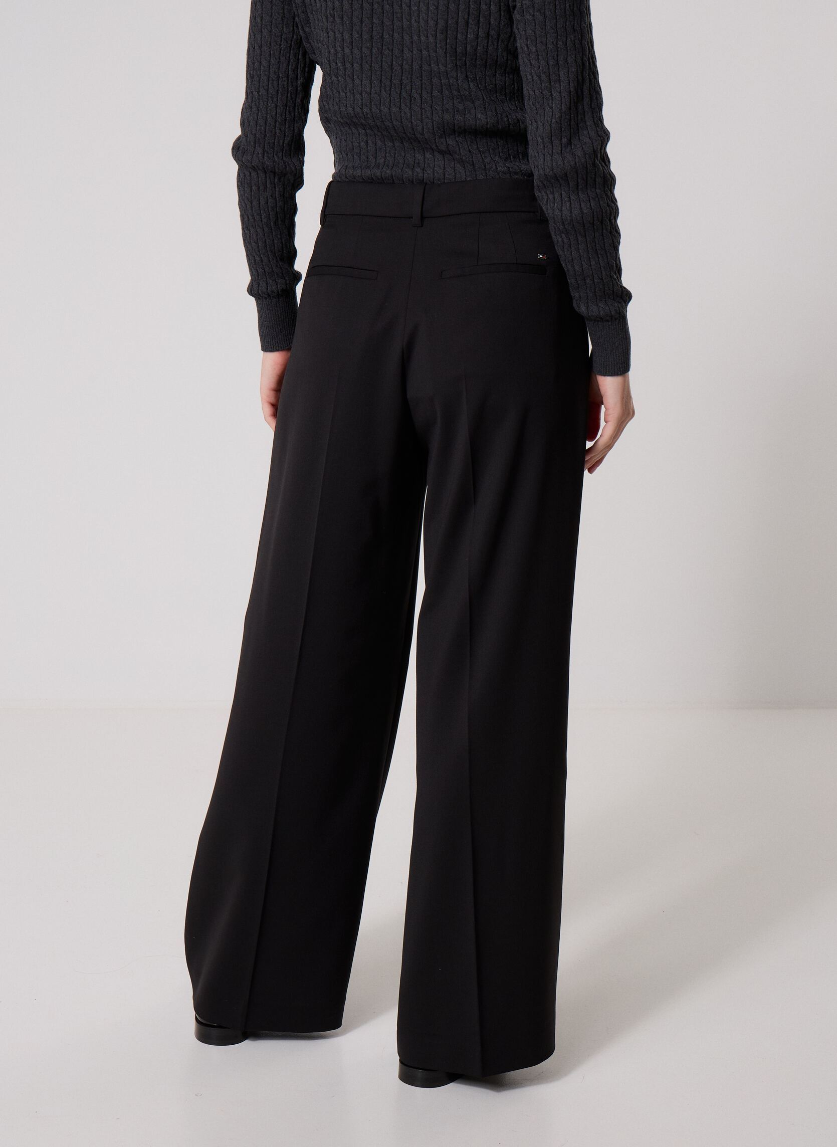 Pantalons Timeless Wool Wide Pant femme noir Tommy Hilfiger Pantalons Timeless Wool Wide Pant femme noir BLACK