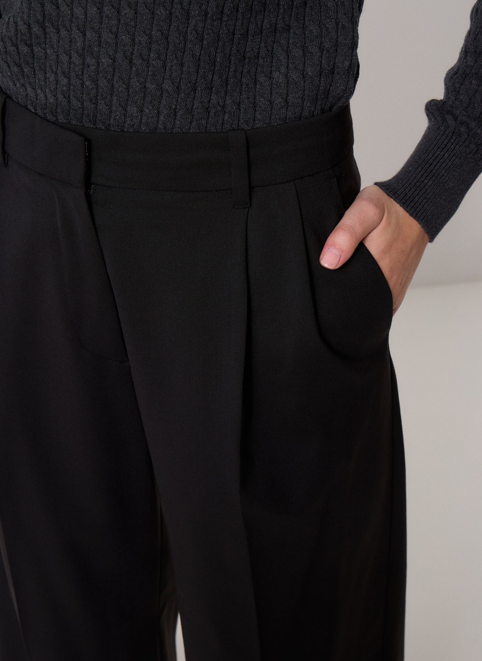 Pantalons Timeless Wool Wide Pant femme noir Tommy Hilfiger Pantalons Timeless Wool Wide Pant femme noir BLACK