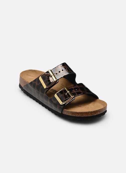 Birkenstock Mules Arizona Leather Natural - Narrow femme marron
