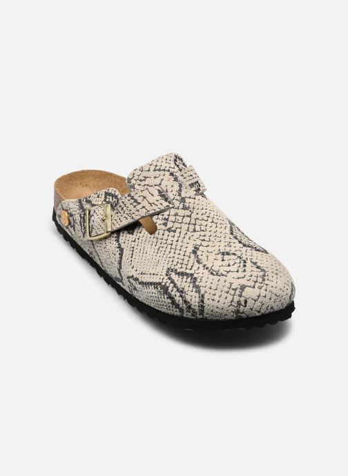 Birkenstock Mules et sabots Boston Print Suede - Narrow femme beige