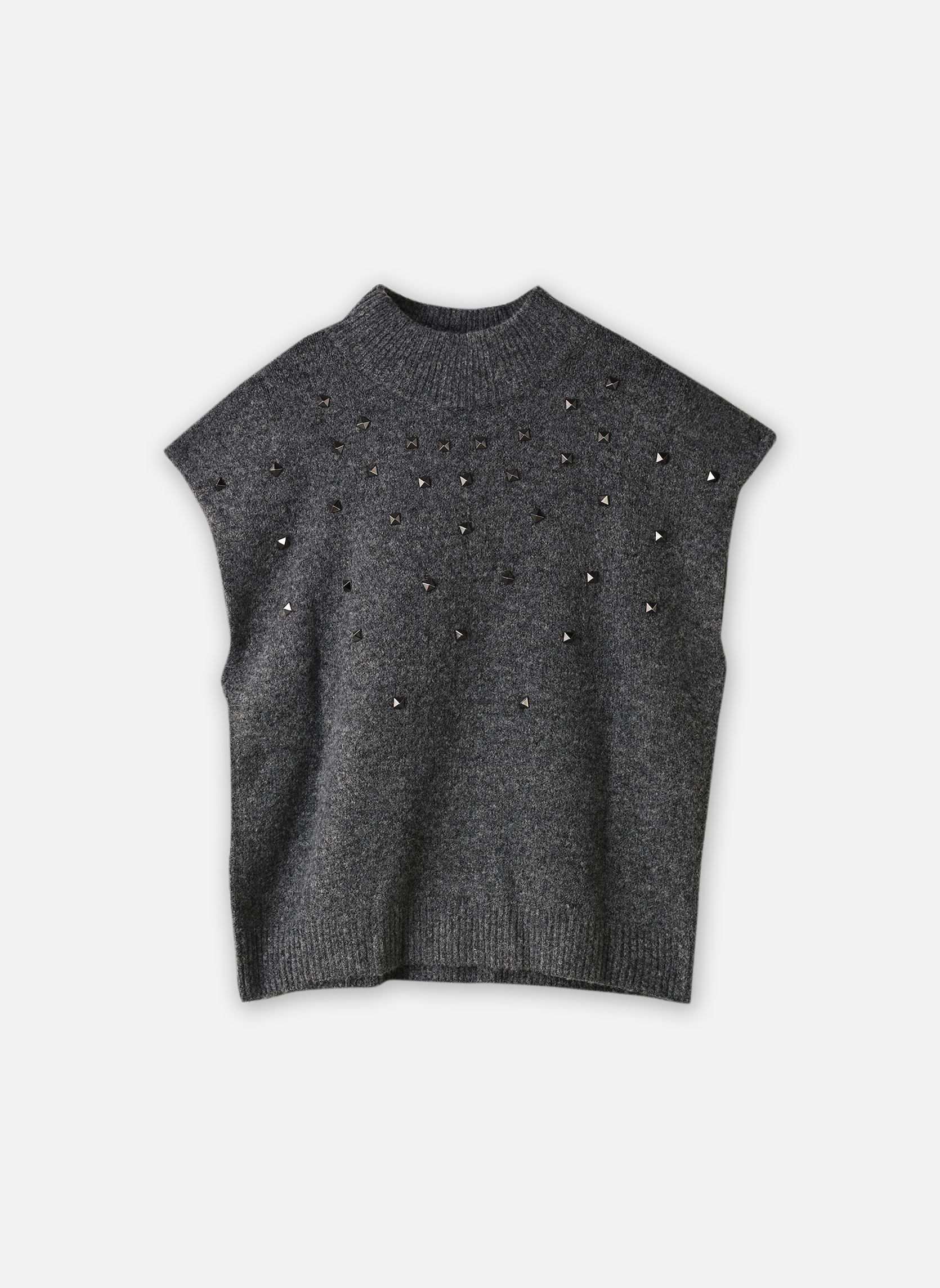 Pulls Young Ladies Knitted Sleeveless Sweater- femme gris Lili Sidonio Pulls Young Ladies Knitted Sleeveless Sweater- femme gris DARK GREY