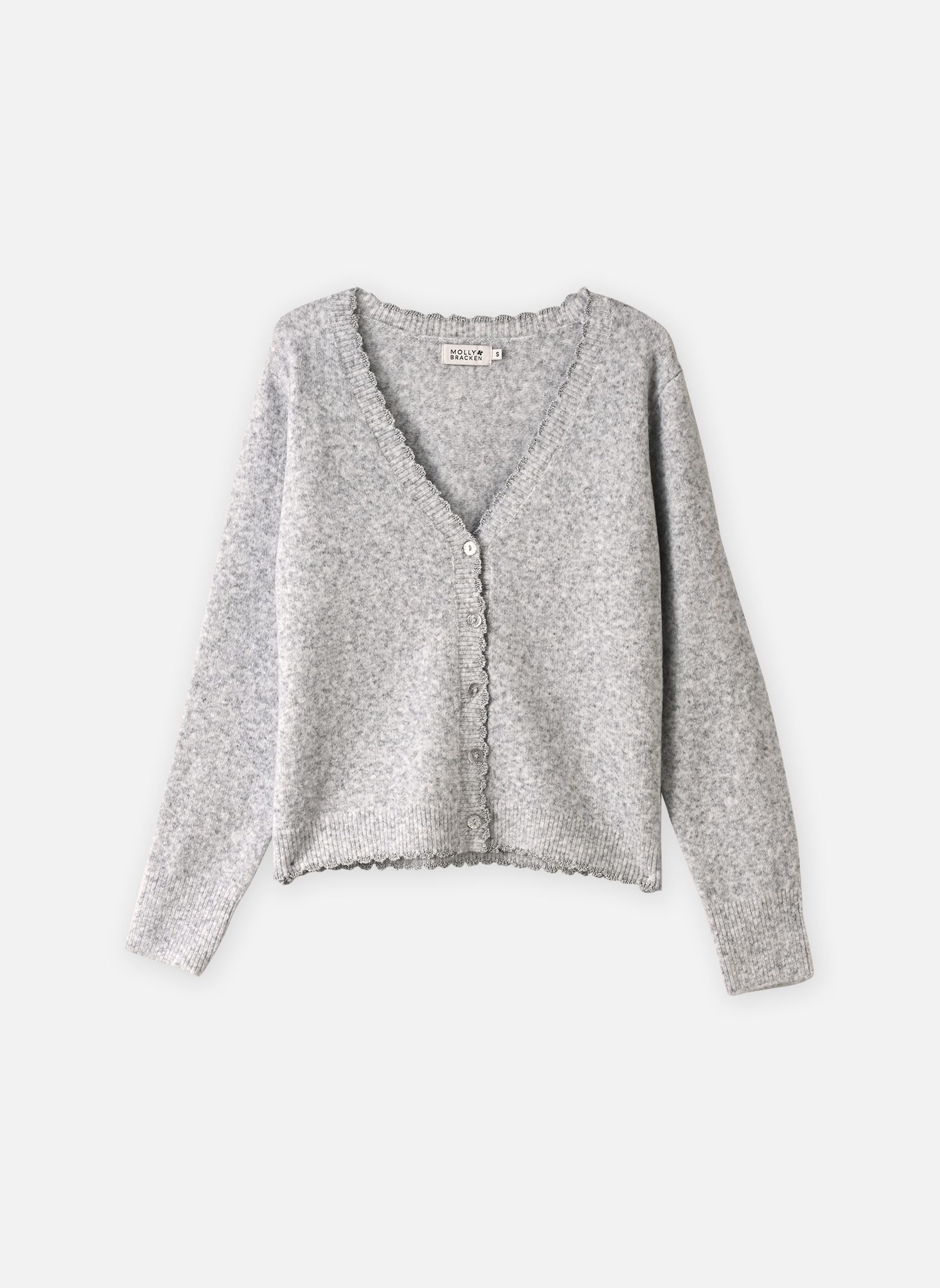 Strickjacken und Westen Ladies Knitted Cardigan-LAF136EN damen grau Molly Bracken Strickjacken und Westen Ladies Knitted Cardigan-LAF136EN damen grau SILVERY GREY