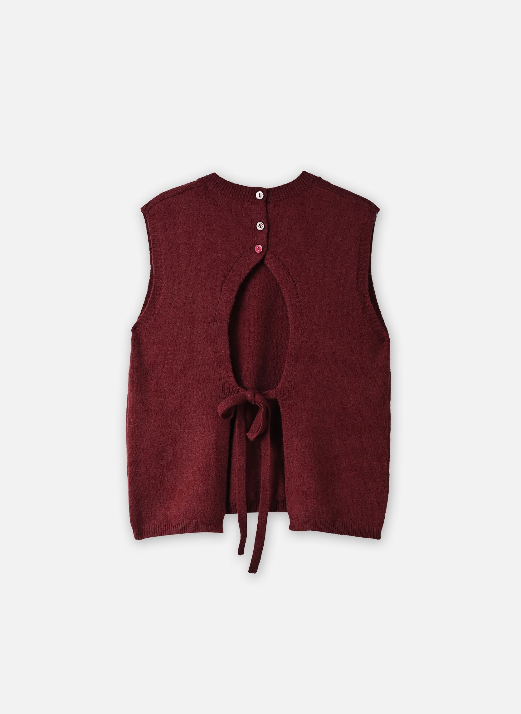 Pulls Ladies Knitted Sleeveless Sweater-EF1582 femme bordeaux Molly Bracken Pulls Ladies Knitted Sleeveless Sweater-EF1582 femme bordeaux DARK RED