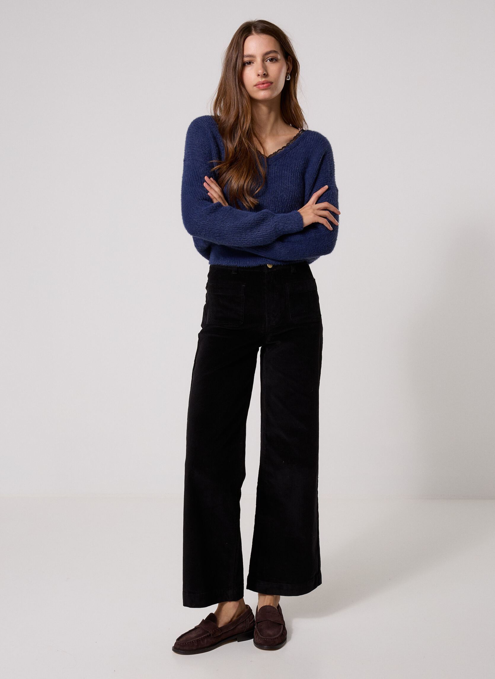 Pulls Ladies Knitted Sweater-E1190EN femme bleu Molly Bracken Pulls Ladies Knitted Sweater-E1190EN femme bleu NAVY BLUE