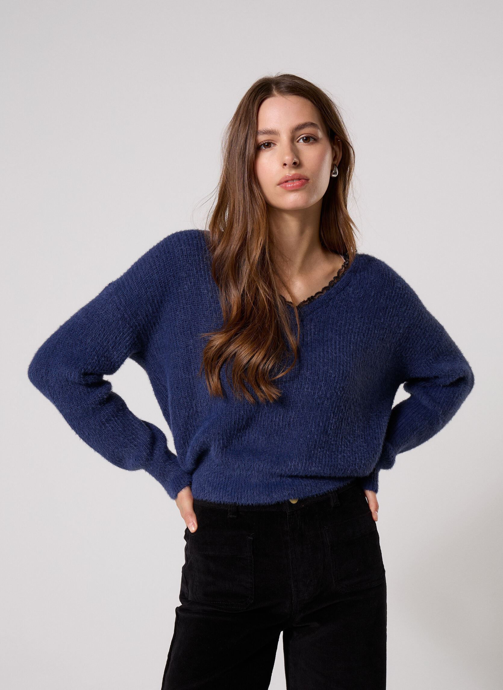 Pulls Ladies Knitted Sweater-E1190EN femme bleu Molly Bracken Pulls Ladies Knitted Sweater-E1190EN femme bleu NAVY BLUE