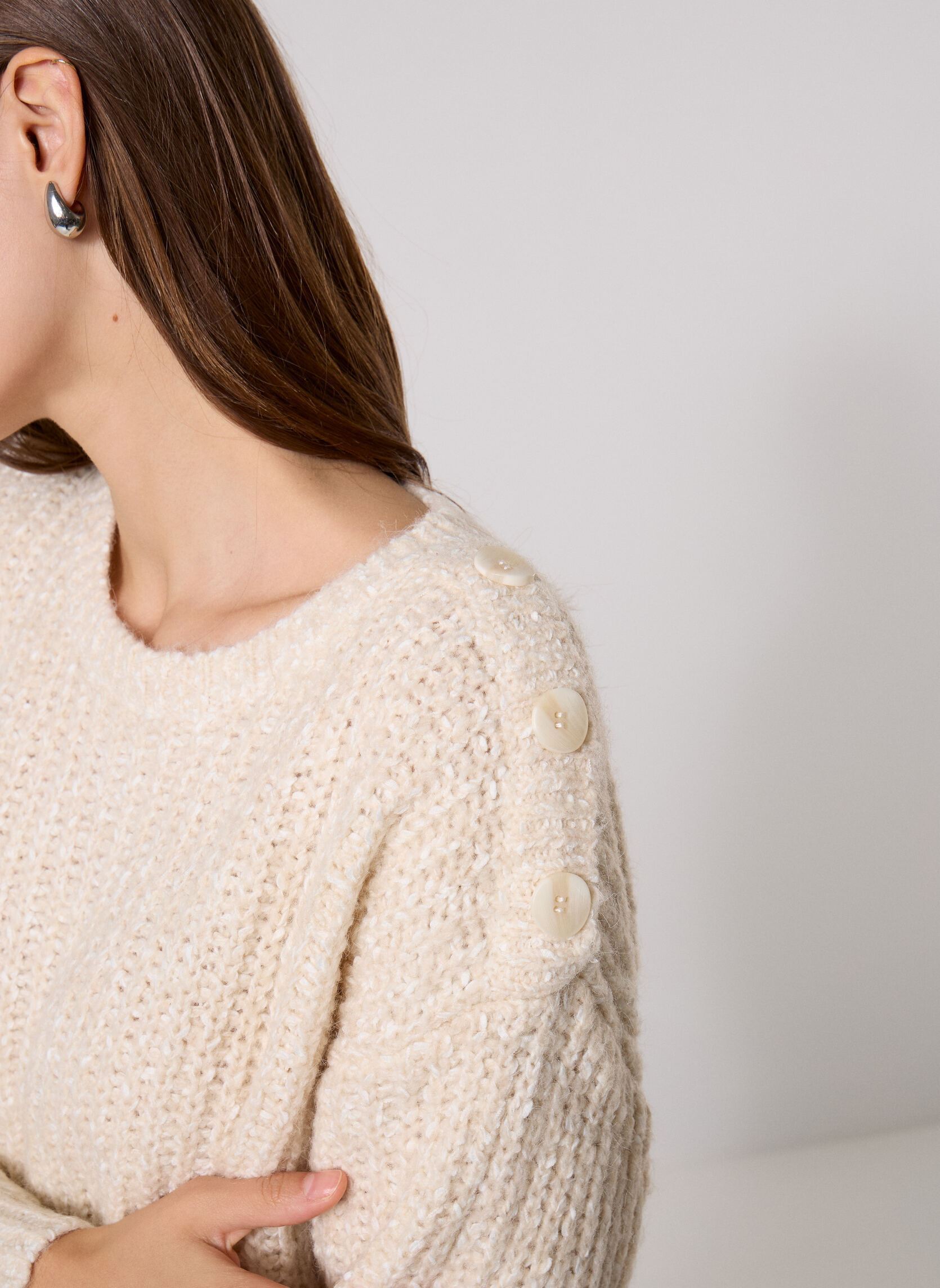 Pulls Ladies Knitted Sweater-LA2037EN femme beige Molly Bracken Pulls Ladies Knitted Sweater-LA2037EN femme beige CREAM