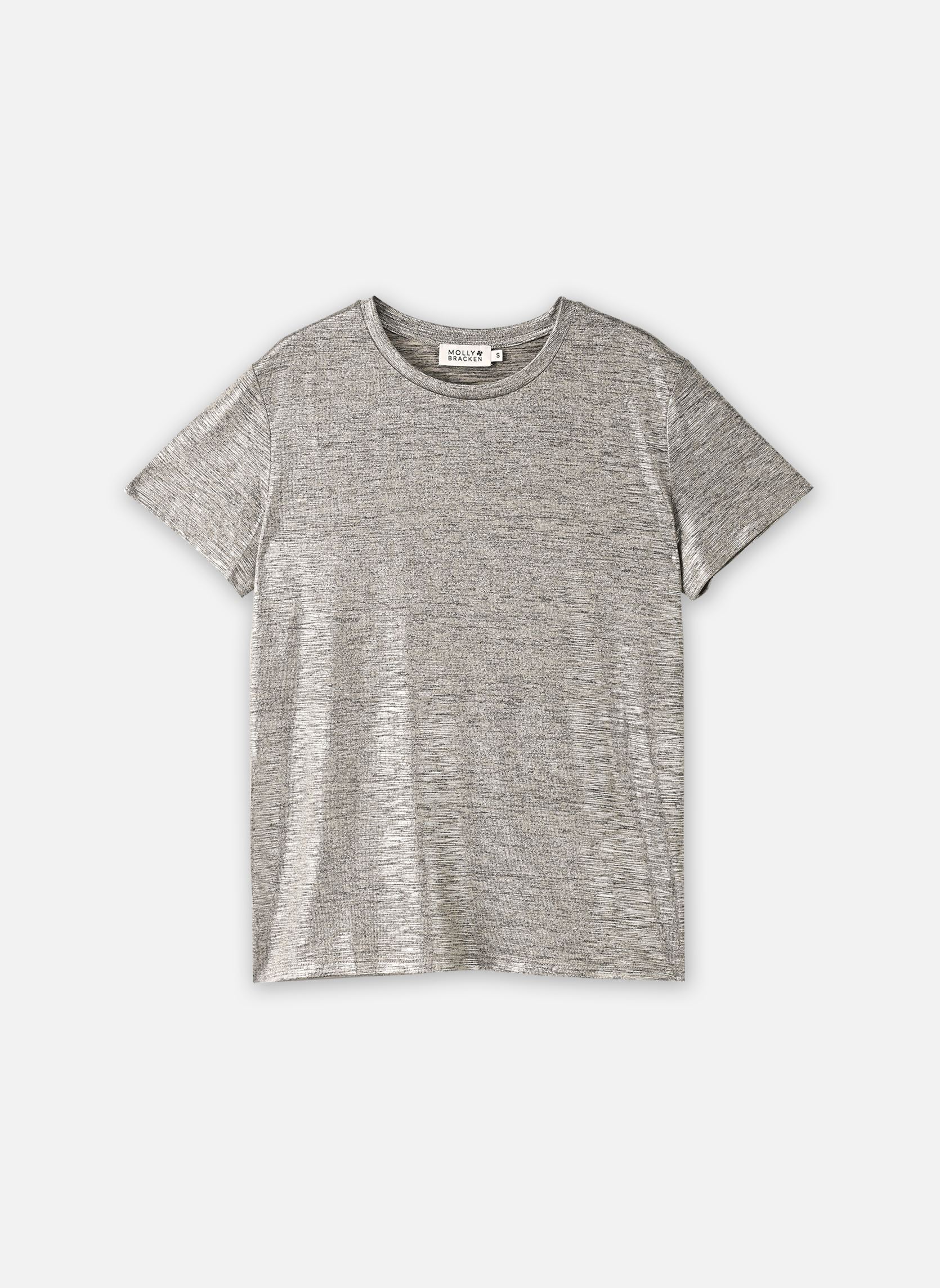 Tee-shirts Ladies Knitted Tee-TS103EN femme argent Molly Bracken Tee-shirts Ladies Knitted Tee-TS103EN femme argent BEIGE