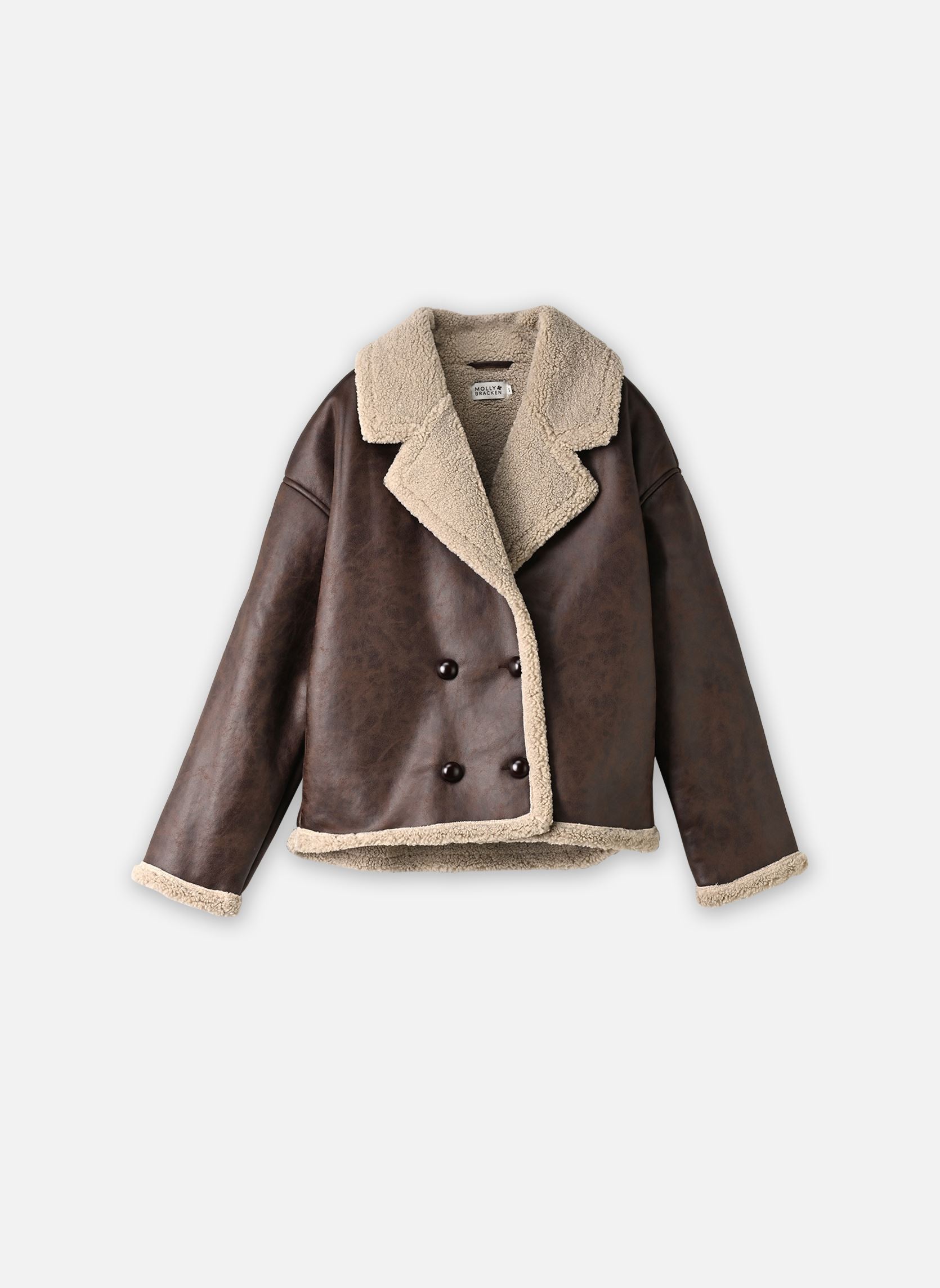 Mantels Ladies Woven Coat-P1818EH dames bruin Molly Bracken Mantels Ladies Woven Coat-P1818EH dames bruin CHOCOLATE