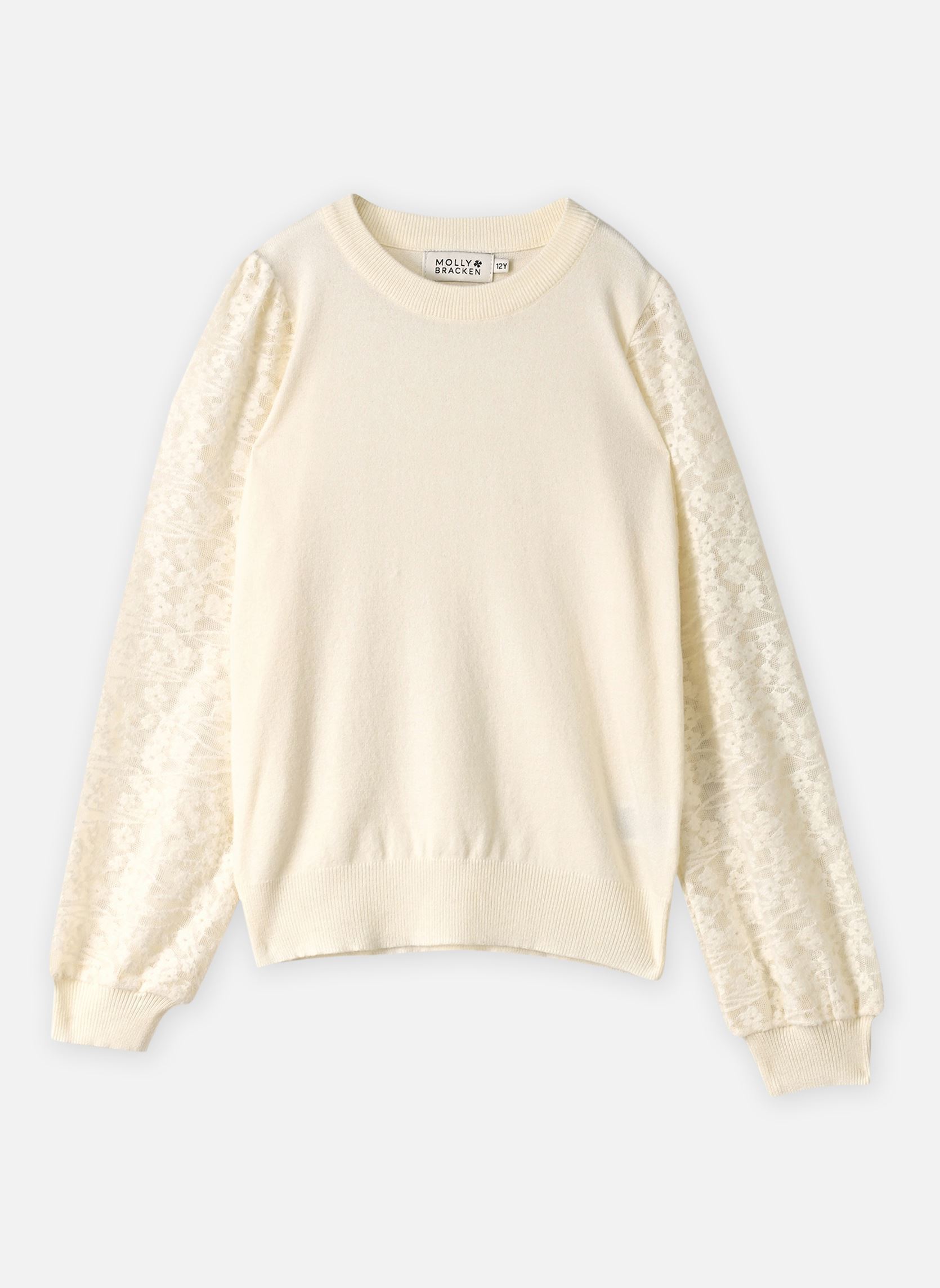 Pulls Girls Knitted Sweater-MLAF114EH fille blanc Molly Bracken Pulls Girls Knitted Sweater-MLAF114EH fille blanc OFFWHITE