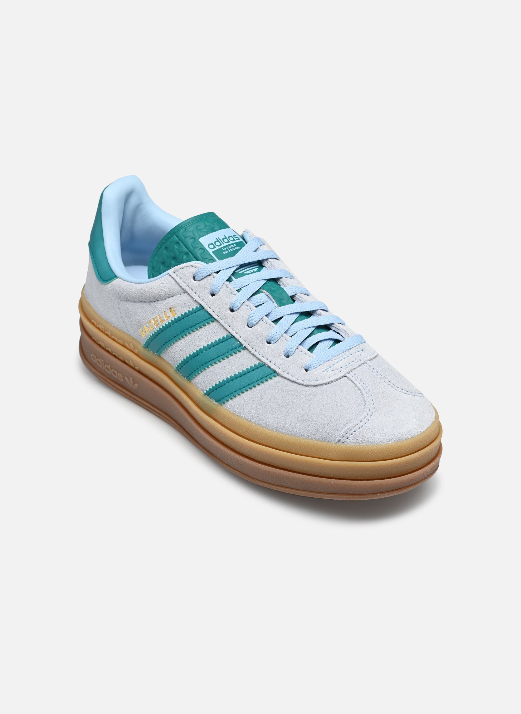 Baskets basses GAZELLE BOLD W femme bleu adidas originals Baskets basses GAZELLE BOLD W femme bleu CLESKY/EQTGRN/GOLDMT