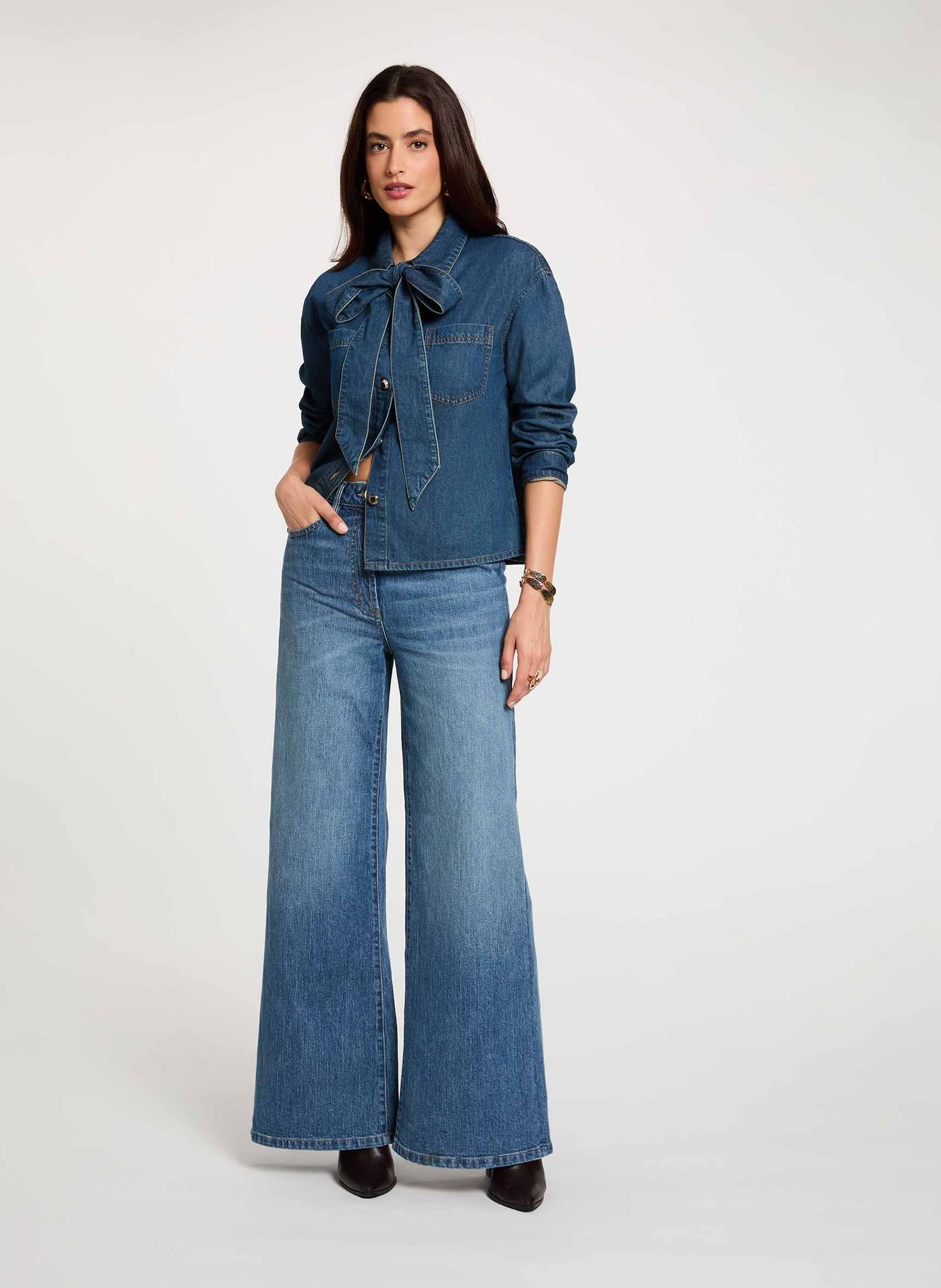 Hemden 262-CORINE dames blauw Morgan Hemden 262-CORINE dames blauw DENIM STONE