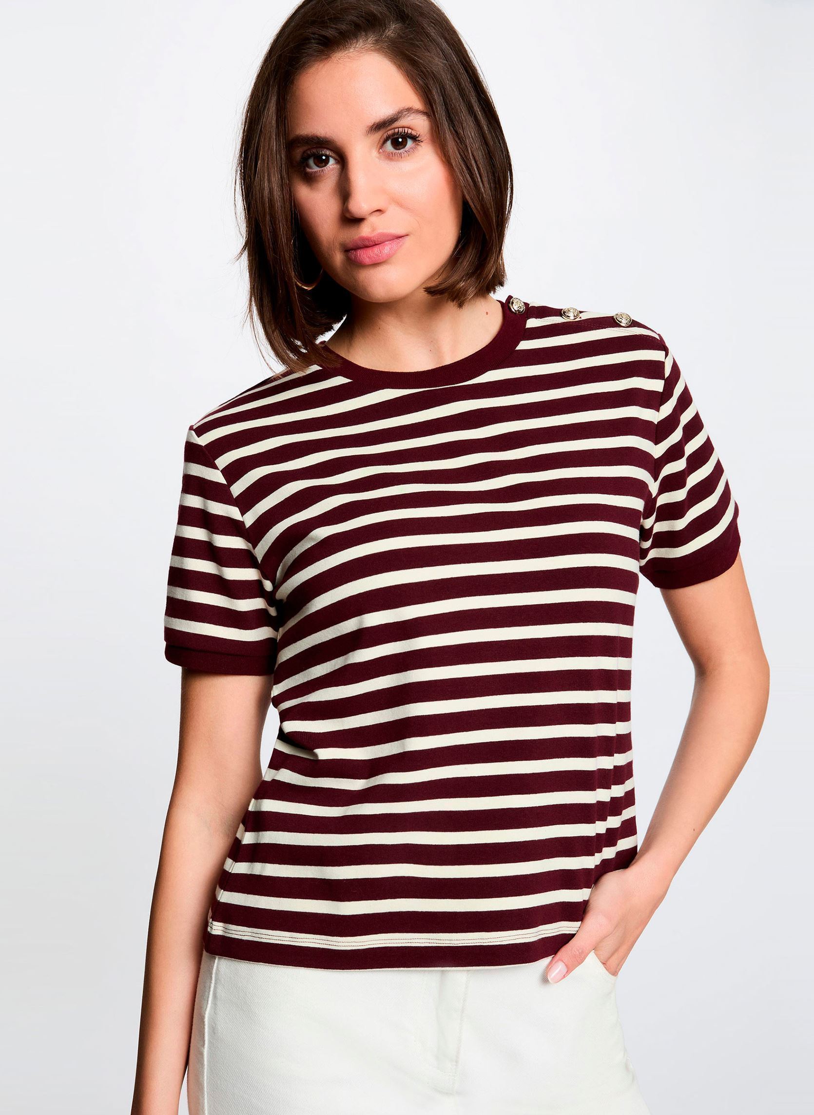 T shirt rayé col rond femme - vue 2