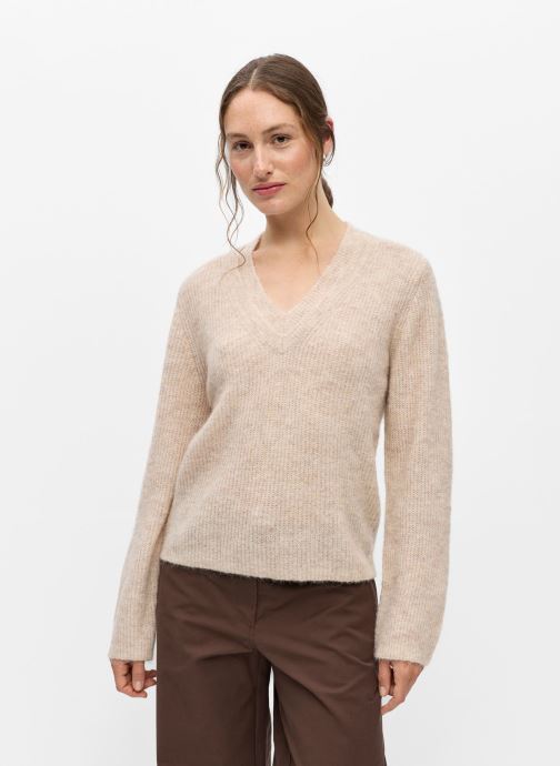 OBJECT Pullover Objagate V-Neck L/S Knit Pullover Div damen beige