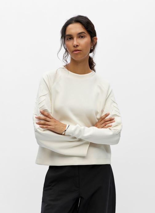OBJECT Sweater Objandrea Re L/S O-Neck Emb Top Noos dames wit
