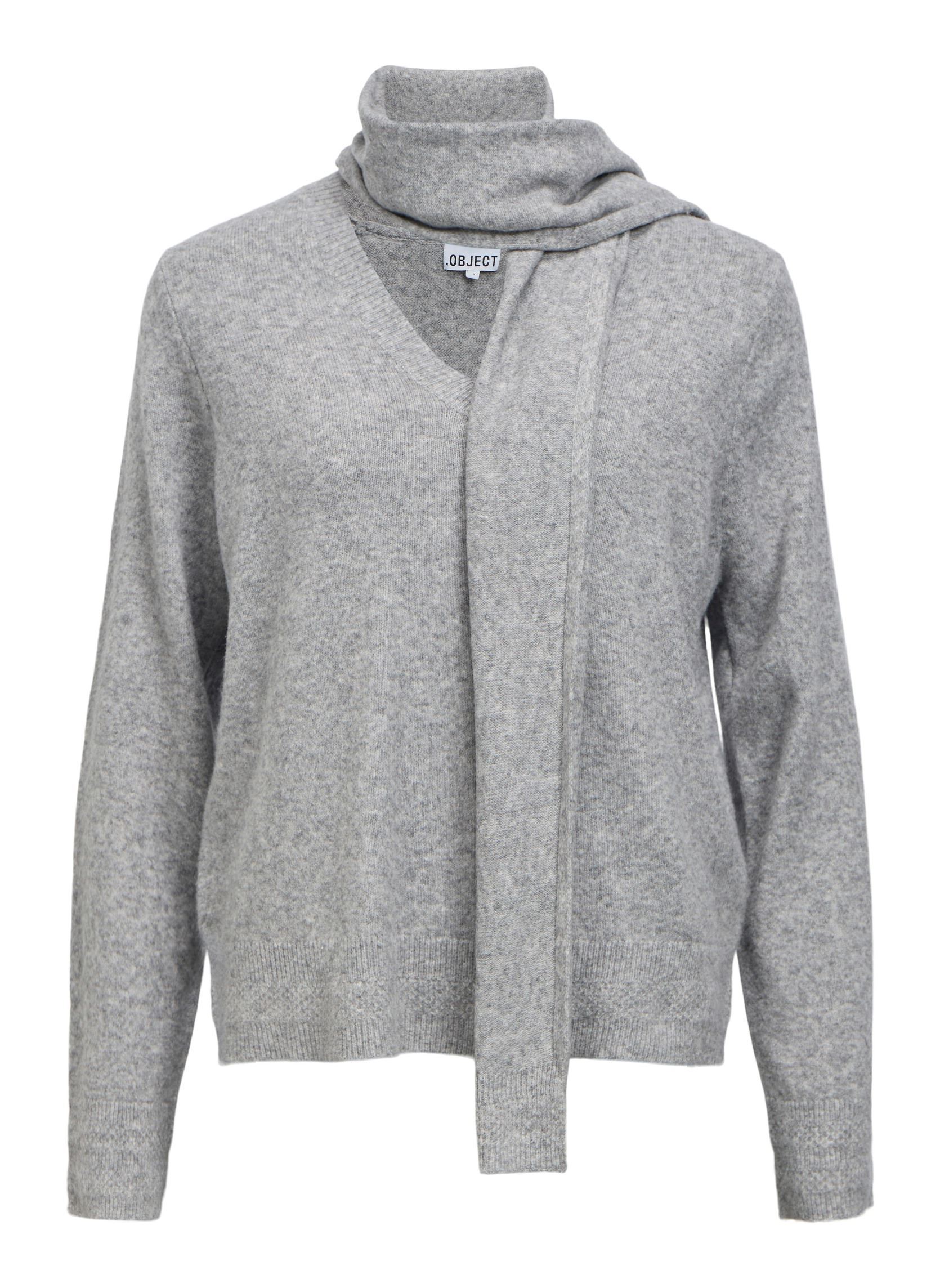 Truien Objchuma L/S Lo Knit Scarf Pullover Noos dames grijs OBJECT Truien Objchuma L/S Lo Knit Scarf Pullover Noos dames grijs LIGHT GREY MELANGE
