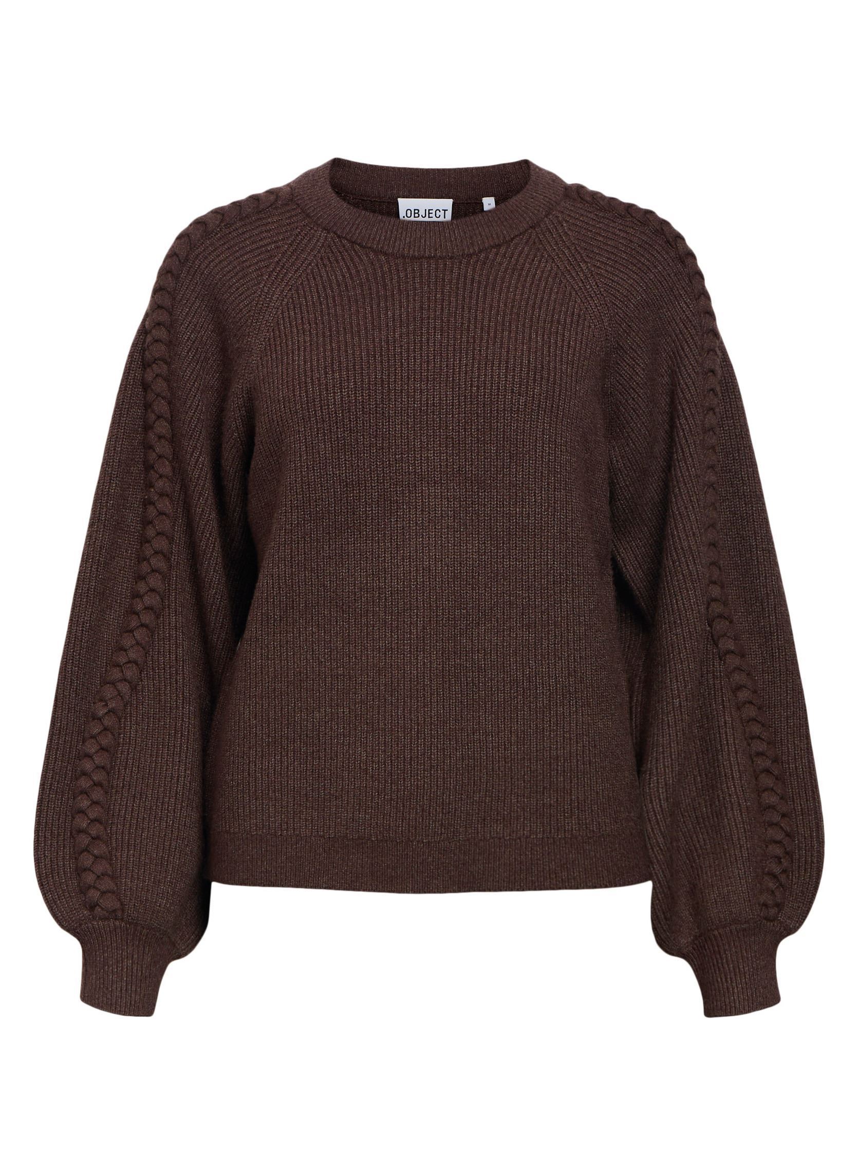 Truien Objhannah L/S Re Knit Pullover Noos dames bruin OBJECT Truien Objhannah L/S Re Knit Pullover Noos dames bruin SEAL BROWN