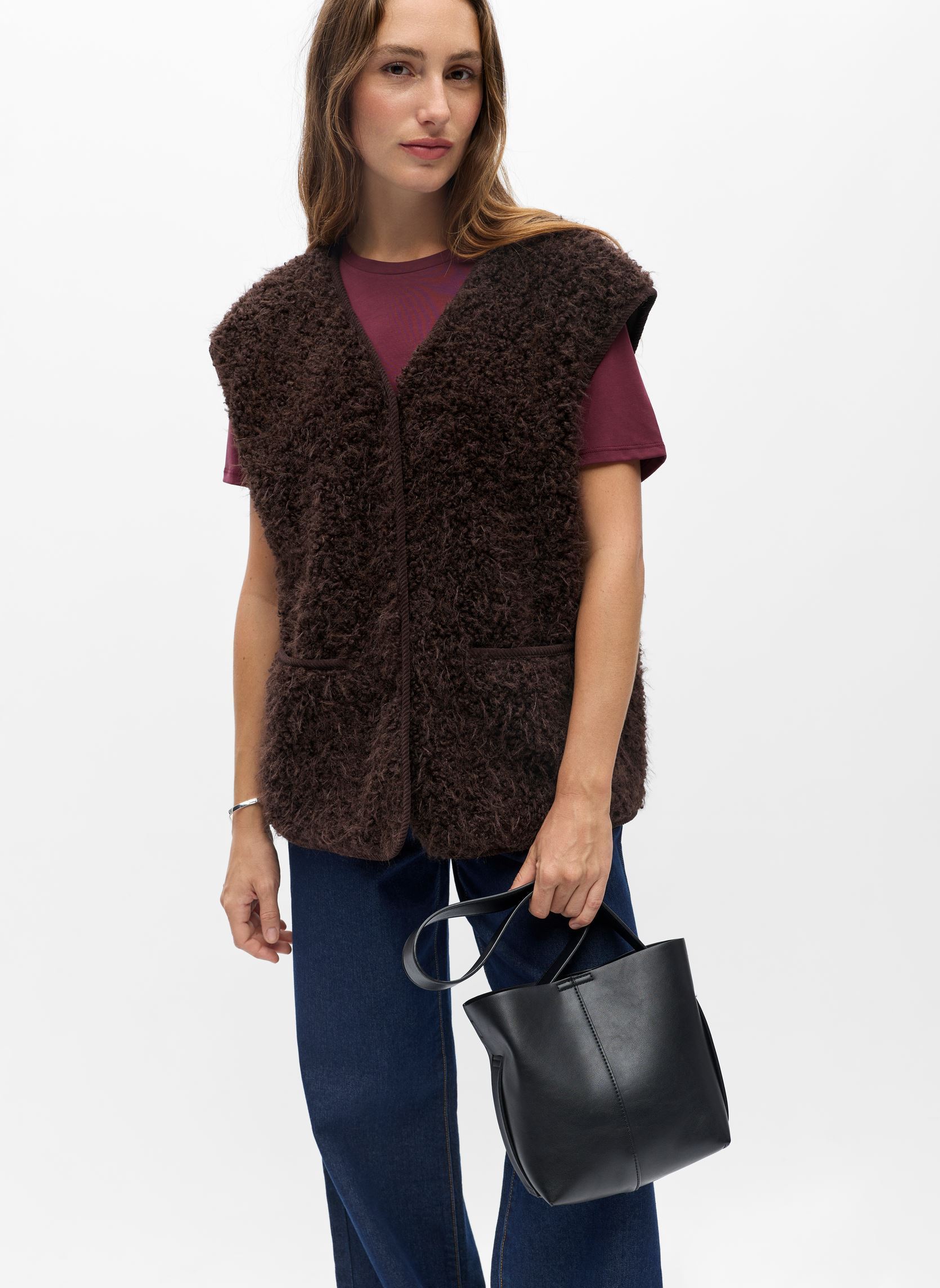 Gilets Objiduna Lo Waistcoat 146 femme marron OBJECT Gilets Objiduna Lo Waistcoat 146 femme marron SEAL BROWN