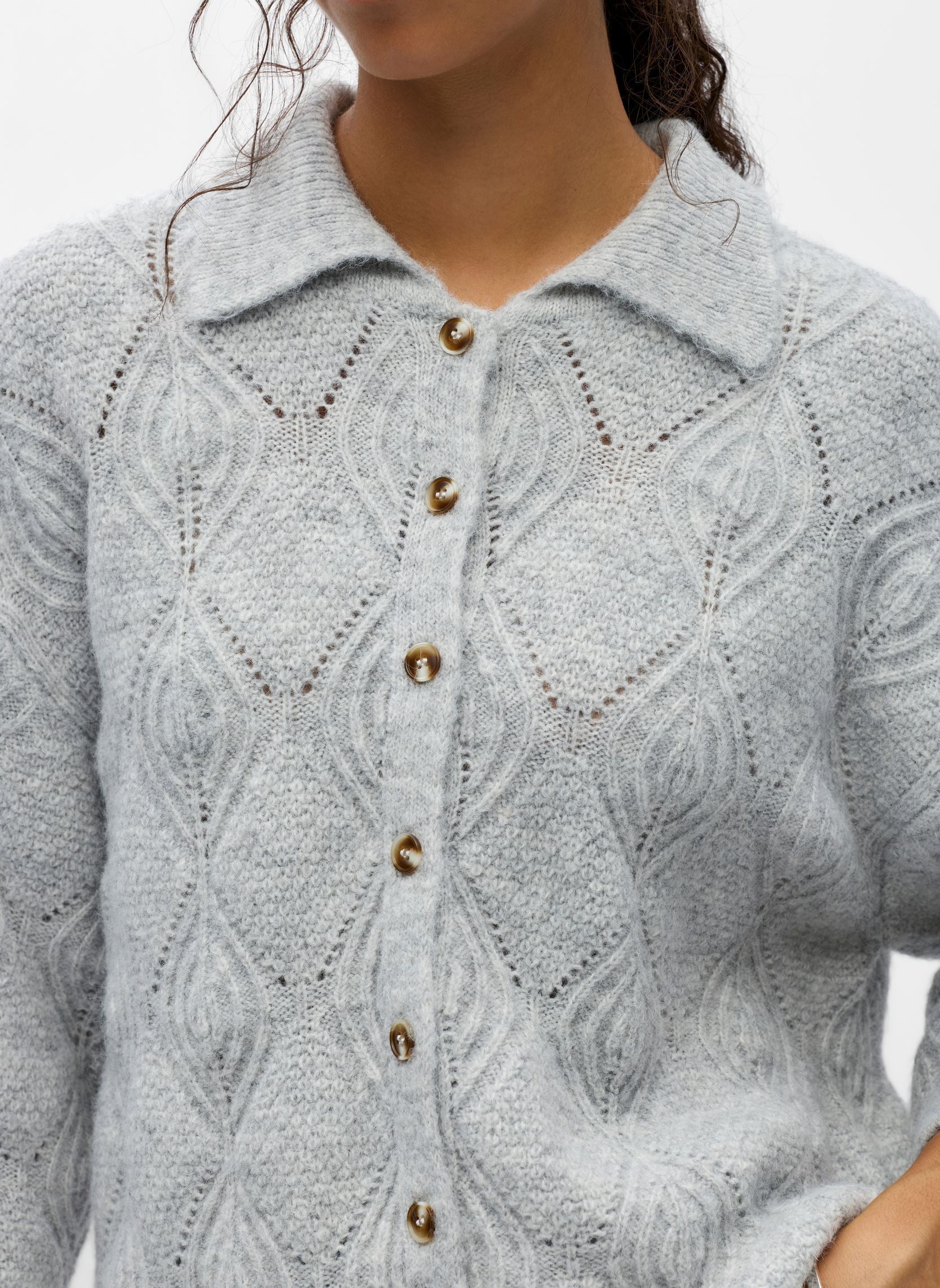 Truien Objkaisa Flora 3/4 Lo Knit Cardigan Noos dames grijs OBJECT Truien Objkaisa Flora 3/4 Lo Knit Cardigan Noos dames grijs LIGHT GREY MELANGE