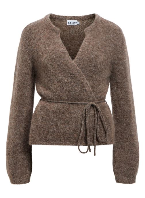 OBJECT Gilets Objnete L/S Re Tie Cardigan Noos femme marron