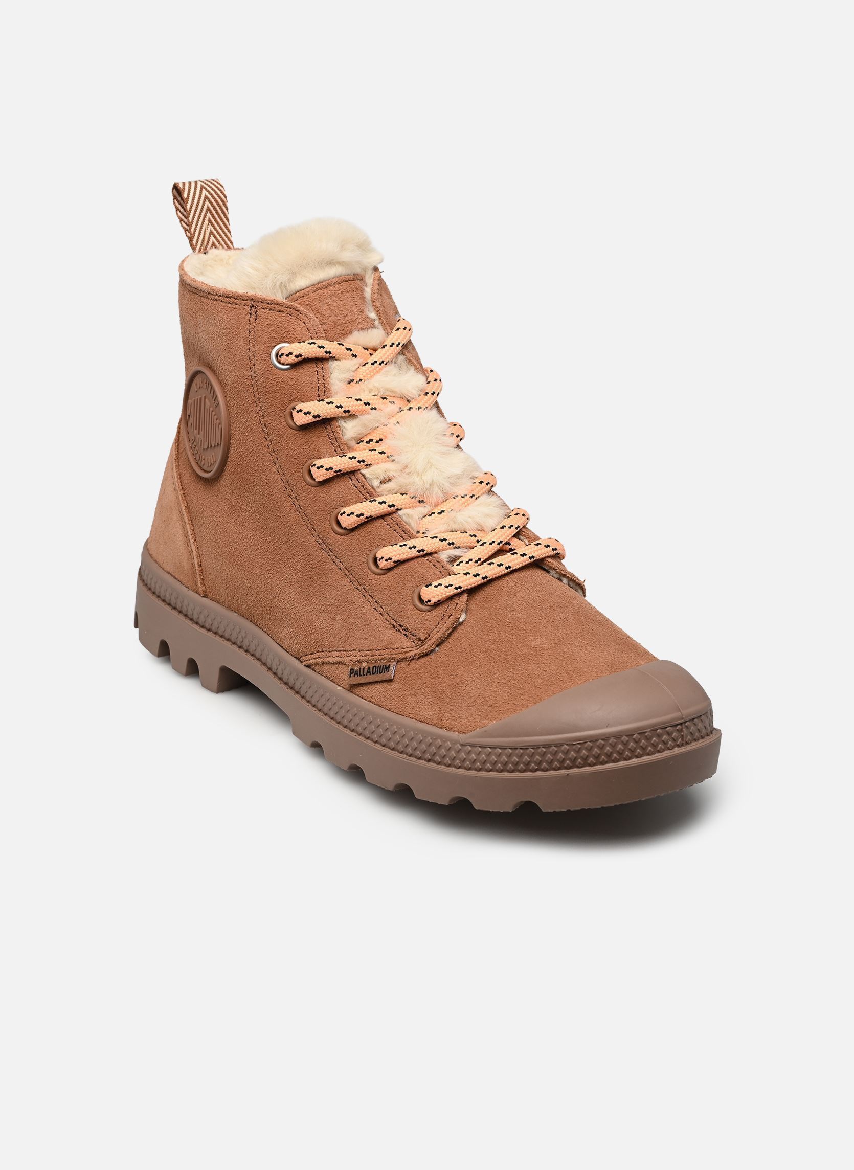 Gevoerde enkellaarsjes PAMPA HI ZIP WL HIVR dames roze Palladium Gevoerde enkellaarsjes PAMPA HI ZIP WL HIVR dames roze RAW BROWN