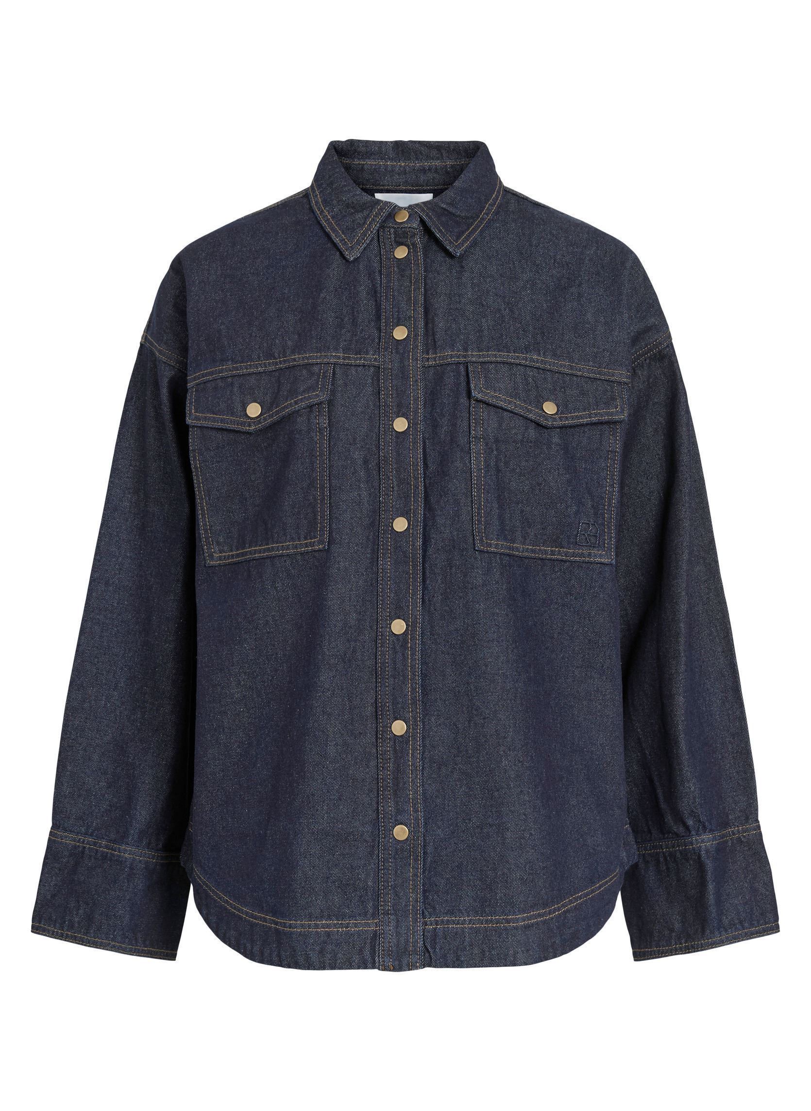 Chemises Rourina L/S Oversized Denim Shirt femme bleu Rouge Edit Chemises Rourina L/S Oversized Denim Shirt femme bleu DARK BLUE DENIM