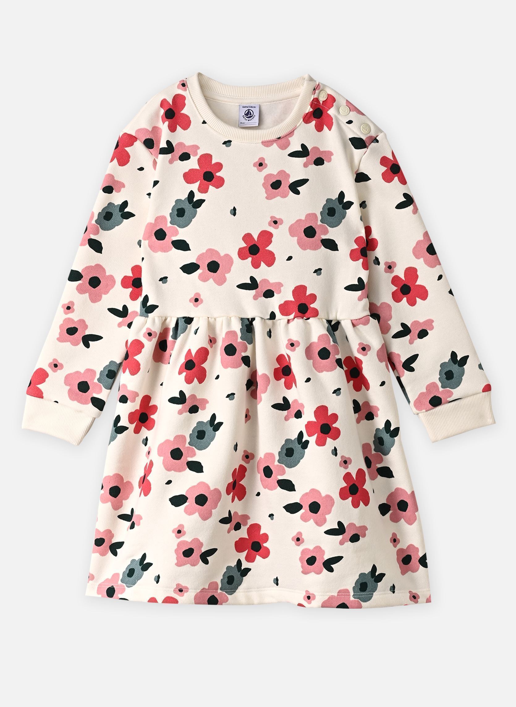 Jurken ROBE ML meisjes beige Petit Bateau Jurken ROBE ML meisjes beige MILK/MULTICO