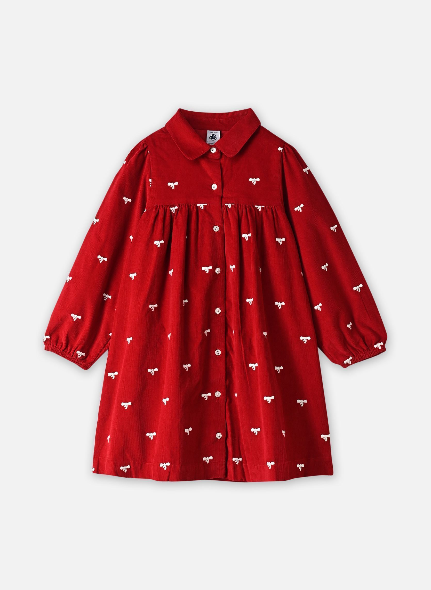 Robes ROBE ML CHEMISE fille rouge Petit Bateau Robes ROBE ML CHEMISE fille rouge CHILI/MILK