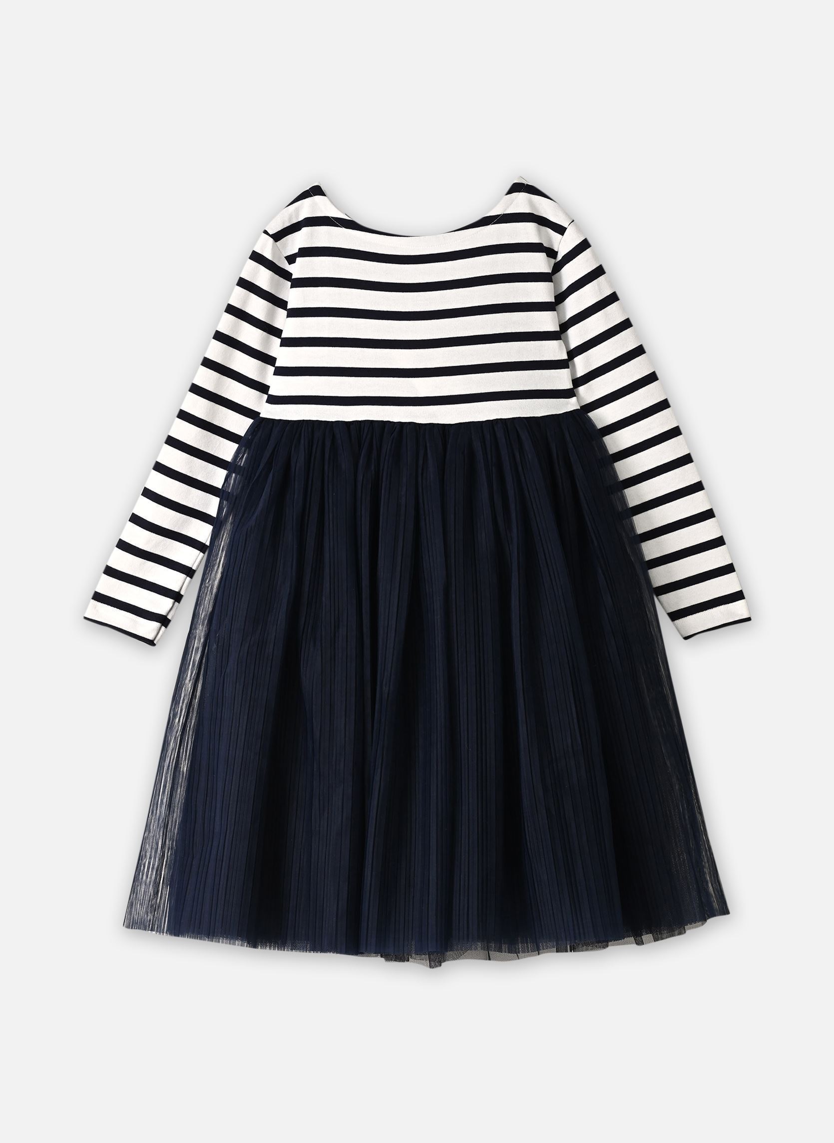 Robes ROBE ML TULLE fille marine Petit Bateau Robes ROBE ML TULLE fille marine MARSHMALLOW/SMOKING