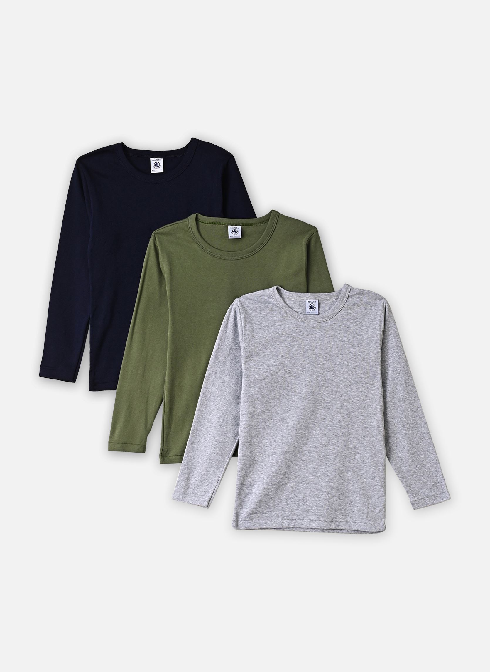 T-shirts Lot De 3 Tee Shirts ML Garçon Col Rond jongens meerkleurig Petit Bateau T-shirts Lot De 3 Tee Shirts ML Garçon Col Rond jongens meerkleurig VARIANTE 1