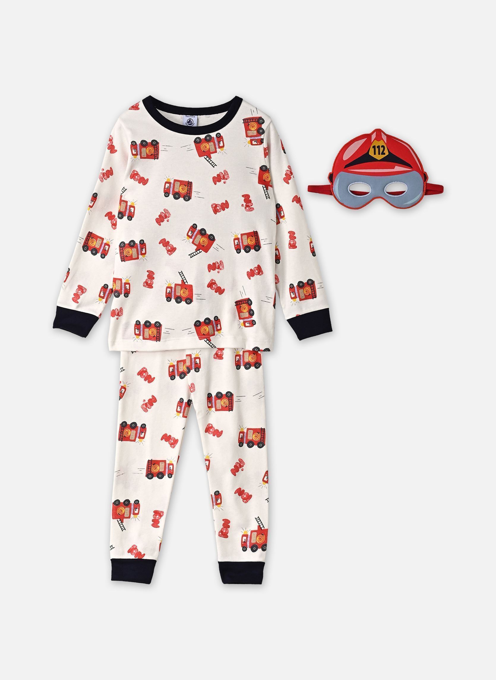 Schlafanzug-Sets PYJAMA + MASQUE jungen weiß Petit Bateau Schlafanzug-Sets PYJAMA + MASQUE jungen weiß MARSHMALLOW/MULTICO