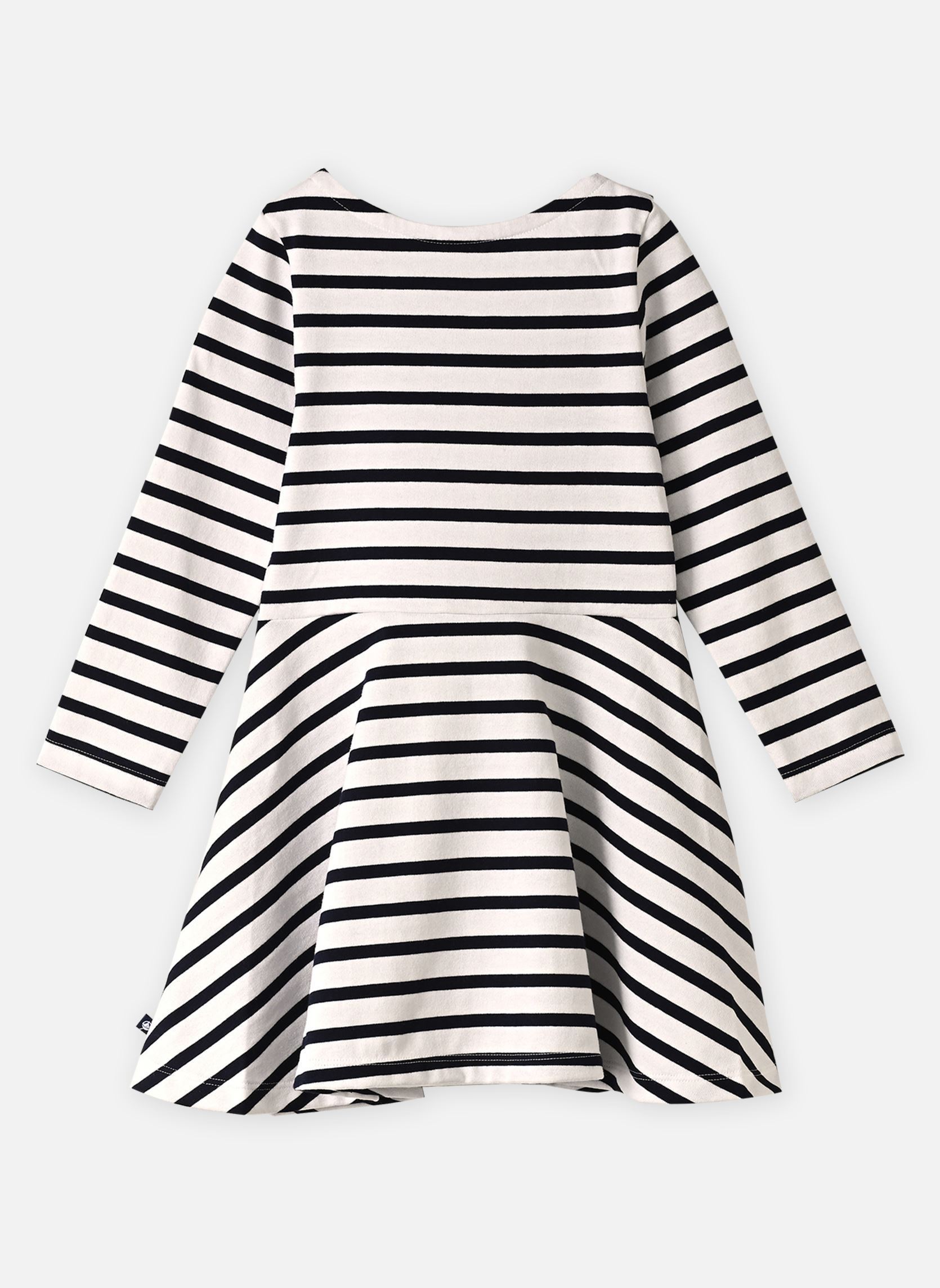 Robes ROBE ML-A0HFD02 fille blanc Petit Bateau Robes ROBE ML-A0HFD02 fille blanc MARSHMALLOW/SMOKING