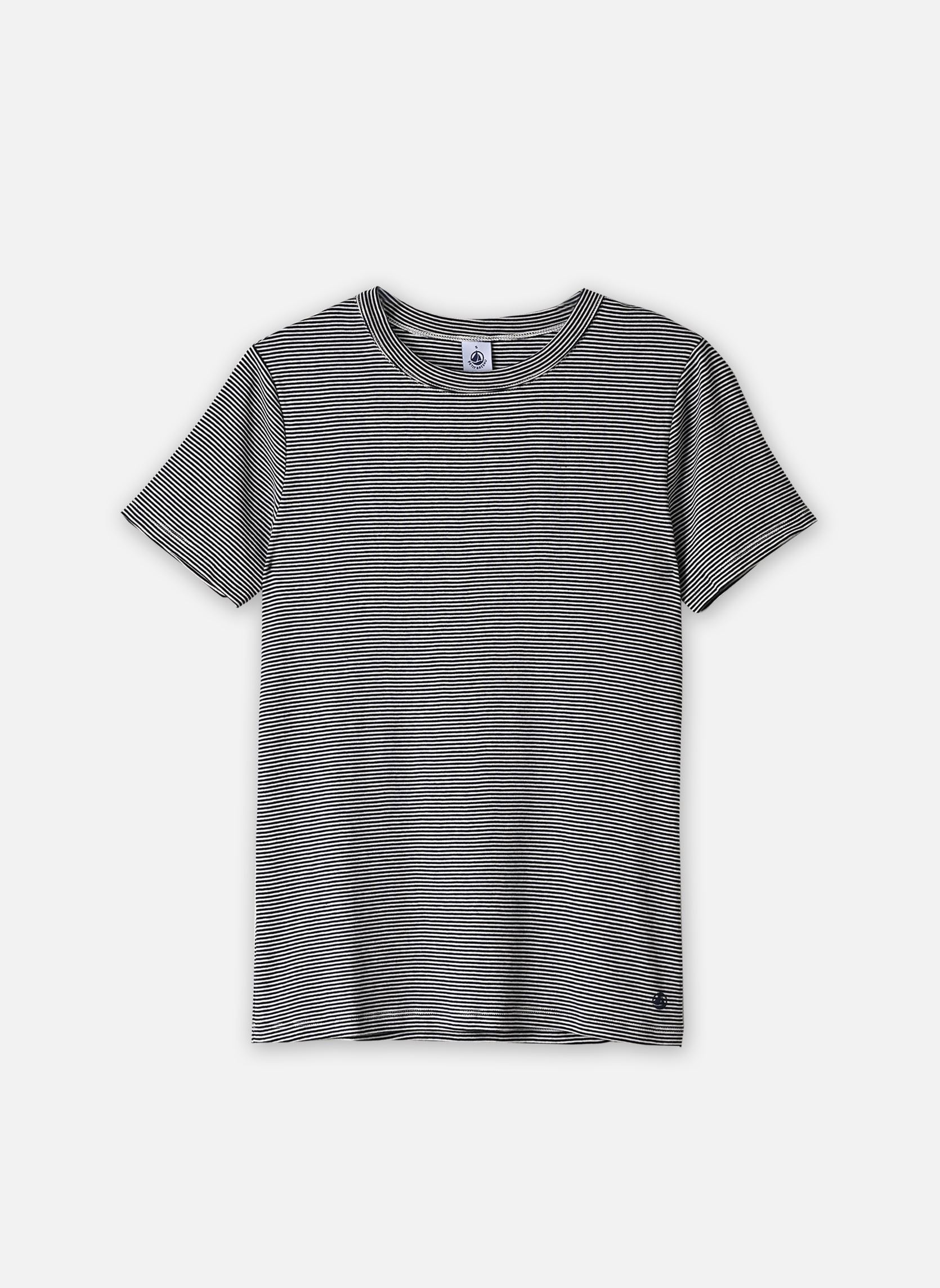 Tee-shirts T-shirt manches courtes col rond à rayur femme bleu Petit Bateau Tee-shirts T-shirt manches courtes col rond à rayur femme bleu SMOKING/MARSHMALLOW