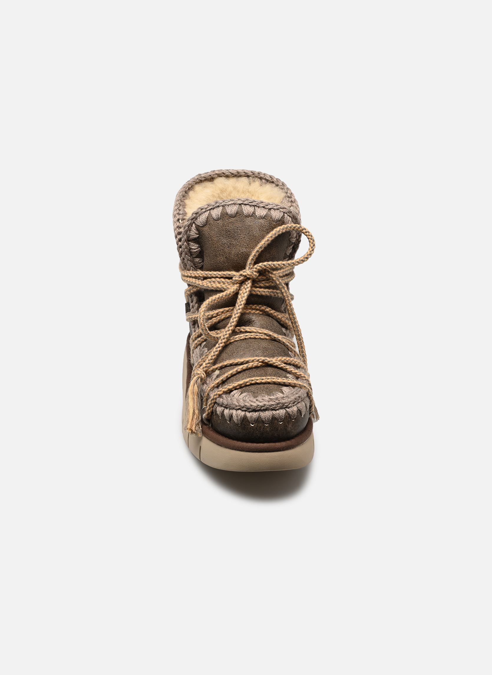 Gevoerde enkellaarsjes Bounce Boot Scoubidoo Lace Sp dames bruin MOU Gevoerde enkellaarsjes Bounce Boot Scoubidoo Lace Sp dames bruin VINTAGE DARK BROWN