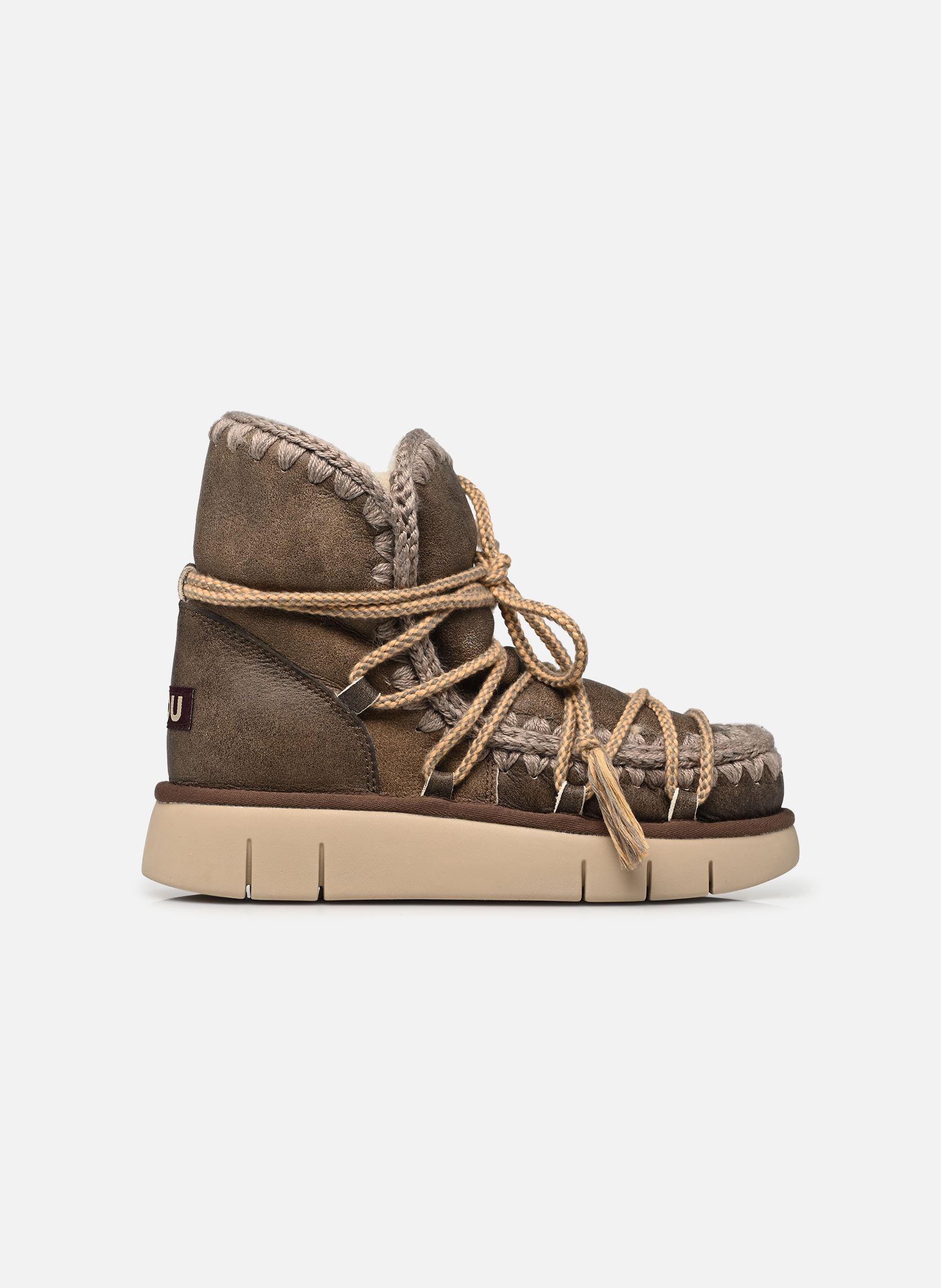 Gevoerde enkellaarsjes Bounce Boot Scoubidoo Lace Sp dames bruin MOU Gevoerde enkellaarsjes Bounce Boot Scoubidoo Lace Sp dames bruin VINTAGE DARK BROWN