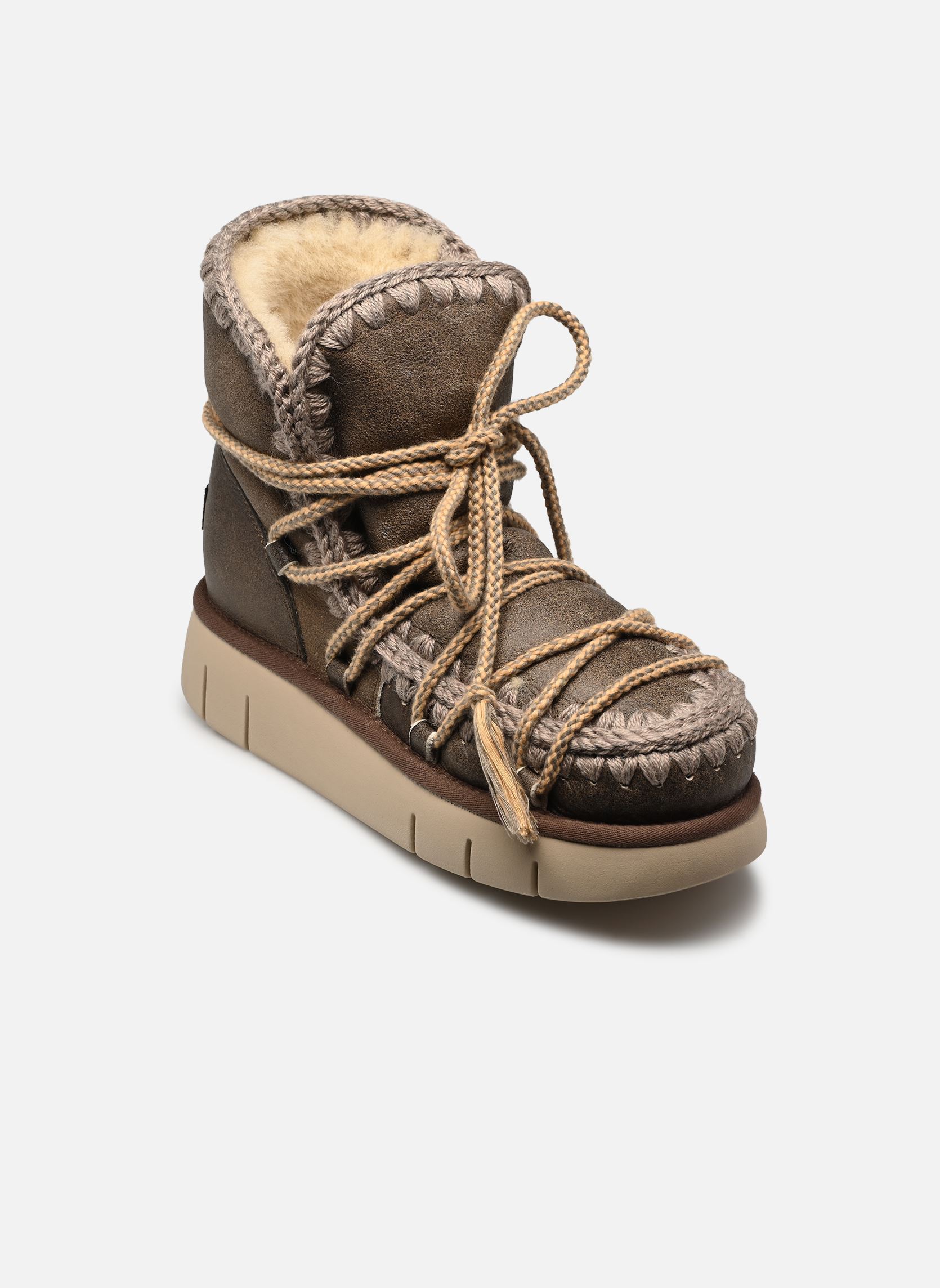 Gevoerde enkellaarsjes Bounce Boot Scoubidoo Lace Sp dames bruin MOU Gevoerde enkellaarsjes Bounce Boot Scoubidoo Lace Sp dames bruin VINTAGE DARK BROWN