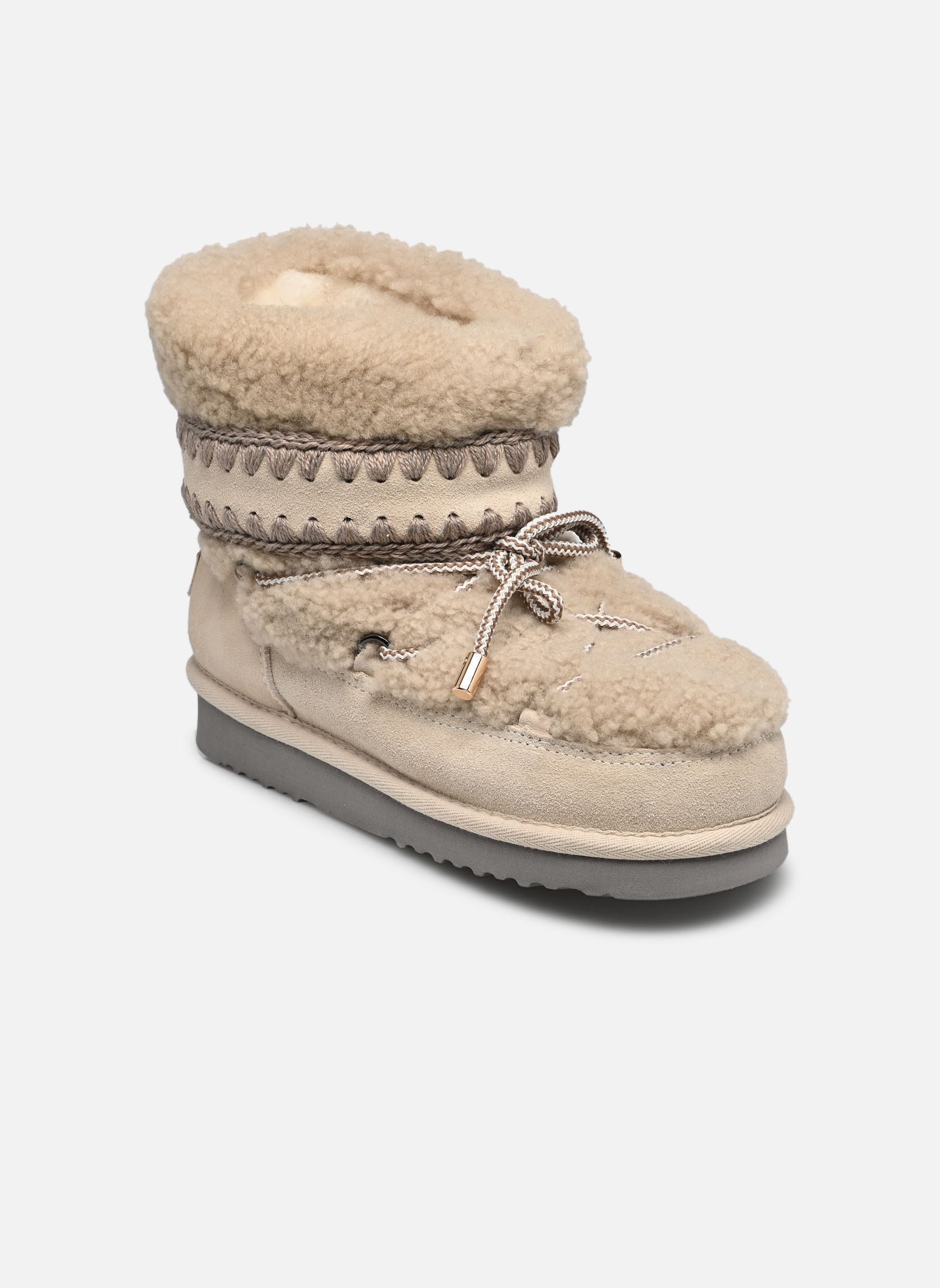 Gevoerde enkellaarsjes Eskimo 18 Curly Sheepskin dames beige MOU Gevoerde enkellaarsjes Eskimo 18 Curly Sheepskin dames beige CHALK