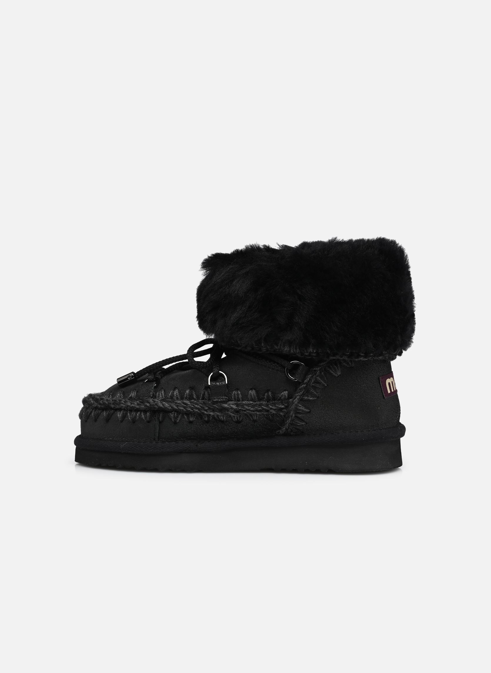 Gevoerde enkellaarsjes Eskimo 24 Fur Cuff dames zwart MOU Gevoerde enkellaarsjes Eskimo 24 Fur Cuff dames zwart CRACKED BLACK/GREY