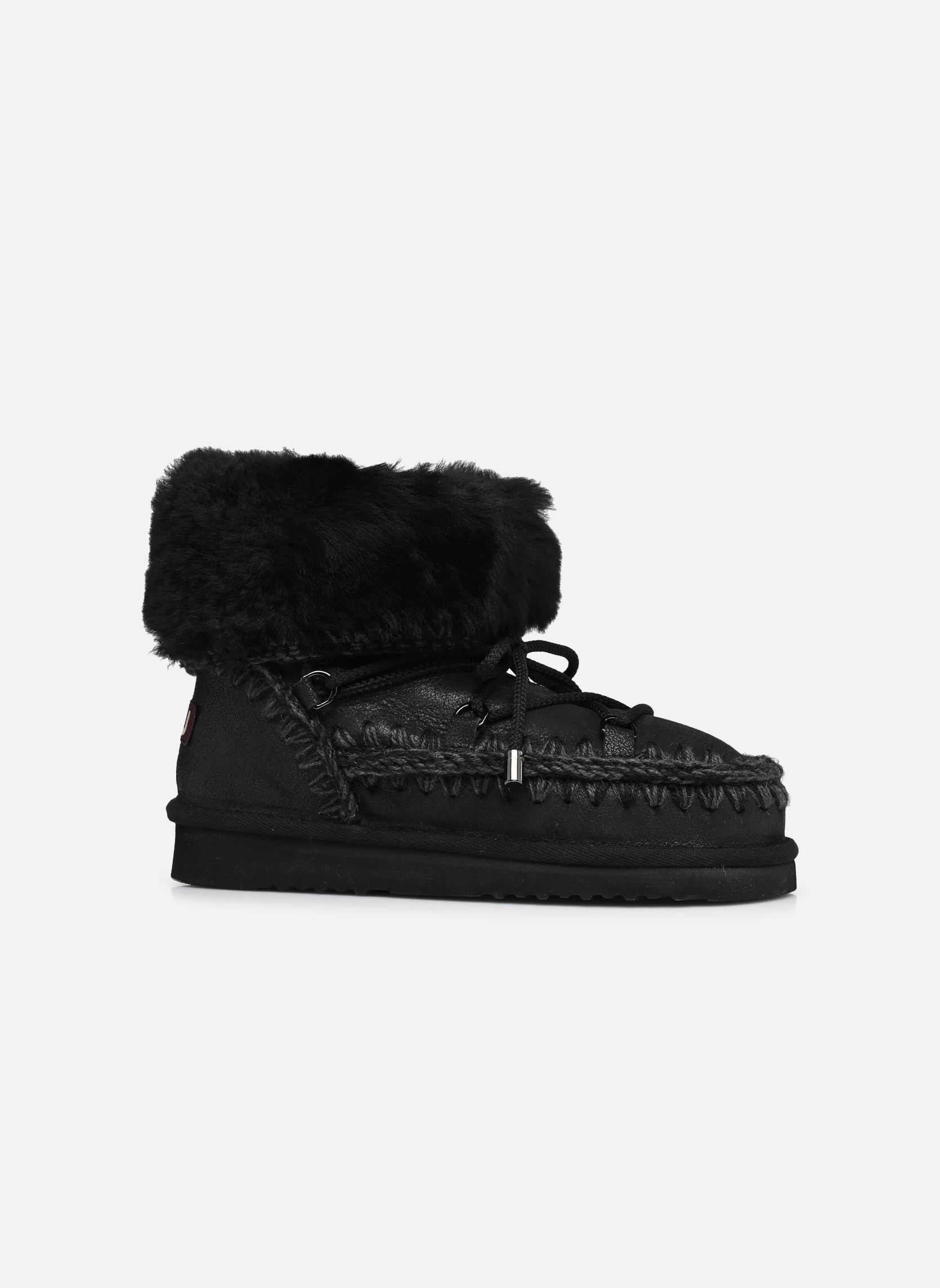 Gevoerde enkellaarsjes Eskimo 24 Fur Cuff dames zwart MOU Gevoerde enkellaarsjes Eskimo 24 Fur Cuff dames zwart CRACKED BLACK/GREY