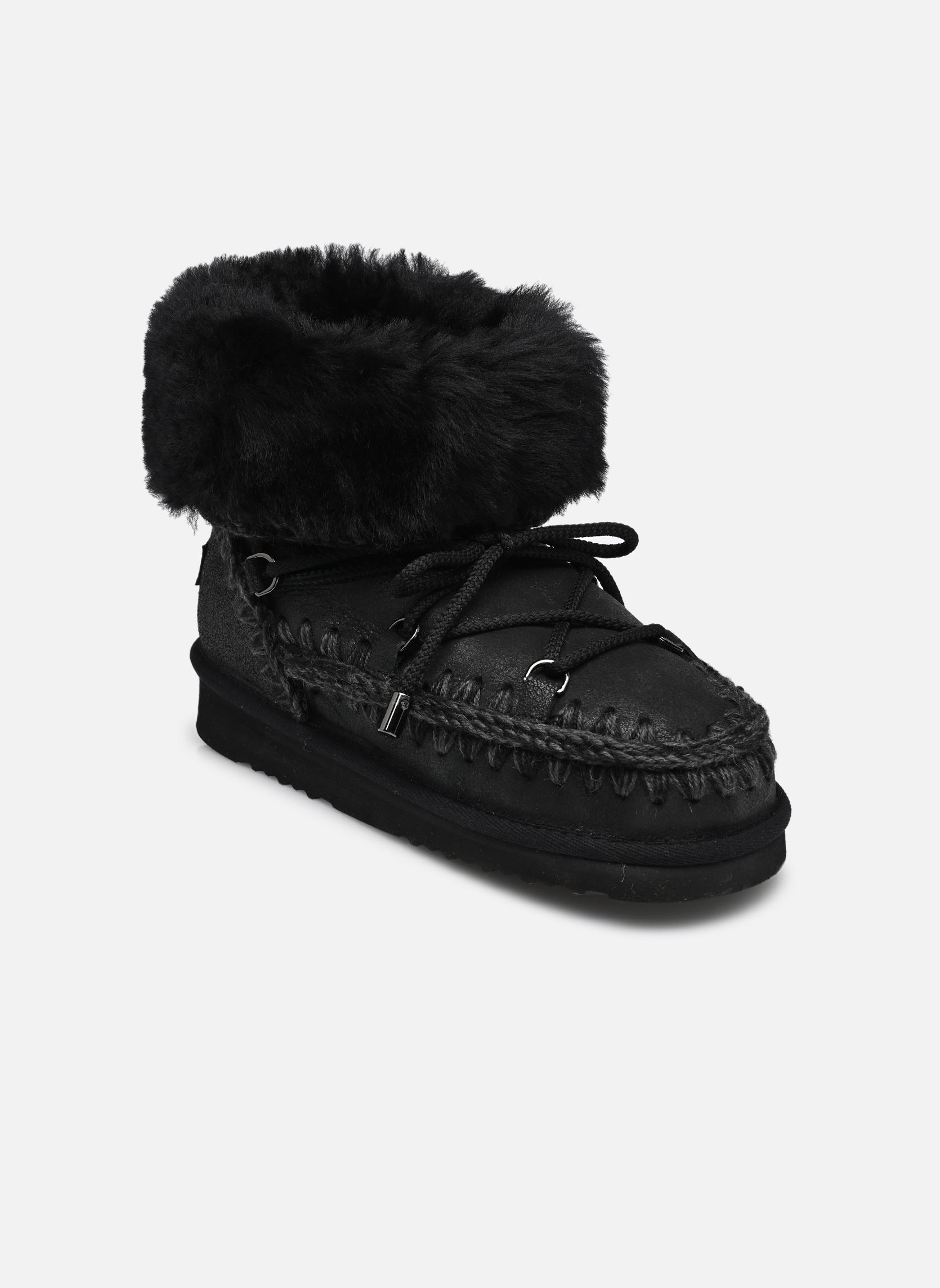 Gevoerde enkellaarsjes Eskimo 24 Fur Cuff dames zwart MOU Gevoerde enkellaarsjes Eskimo 24 Fur Cuff dames zwart CRACKED BLACK/GREY