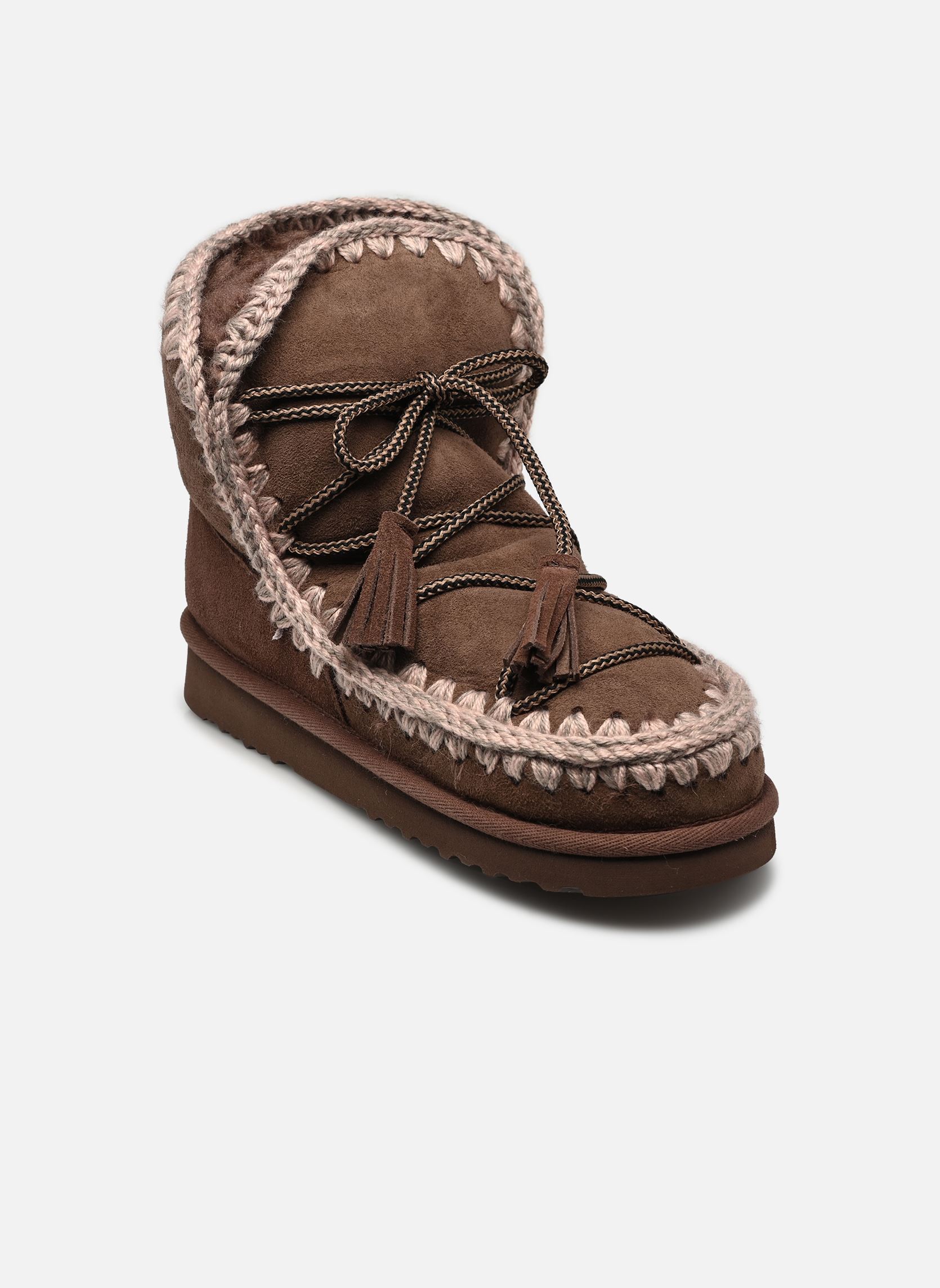 Gevoerde enkellaarsjes Eskimo Scoubidoo Lace dames bruin MOU Gevoerde enkellaarsjes Eskimo Scoubidoo Lace dames bruin BROWN PEPPER