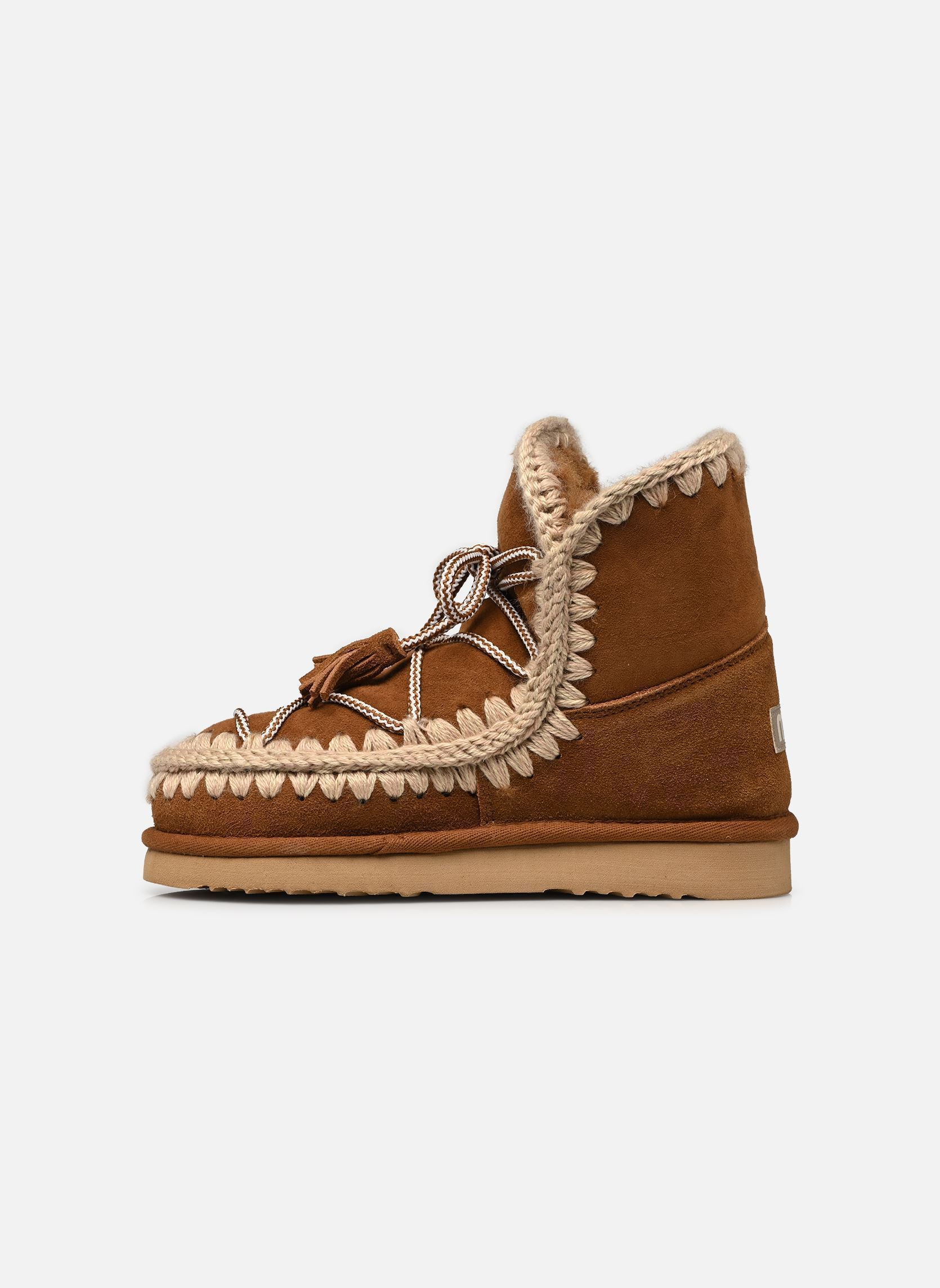 Gevoerde enkellaarsjes Eskimo Scoubidoo Lace dames bruin MOU Gevoerde enkellaarsjes Eskimo Scoubidoo Lace dames bruin COGNAC