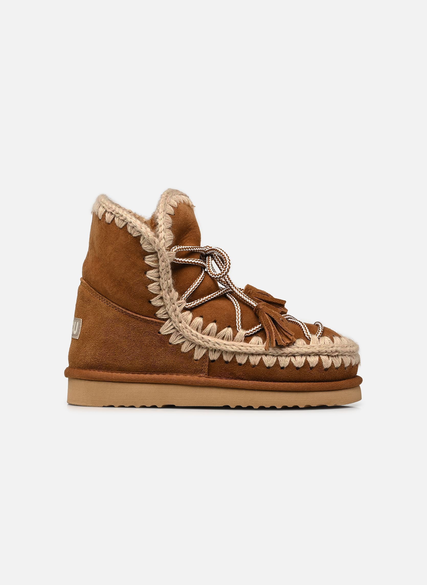 Gevoerde enkellaarsjes Eskimo Scoubidoo Lace dames bruin MOU Gevoerde enkellaarsjes Eskimo Scoubidoo Lace dames bruin COGNAC
