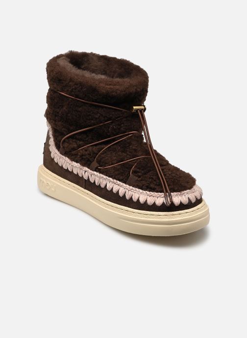 MOU Gevoerde enkellaarsjes Eskimo Sneaker Bold Scoub Lace dames bruin