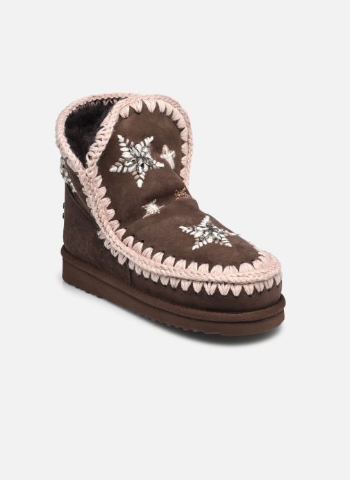 MOU Gevoerde enkellaarsjes Eskimo Wool Stars&Rhinestones dames bruin
