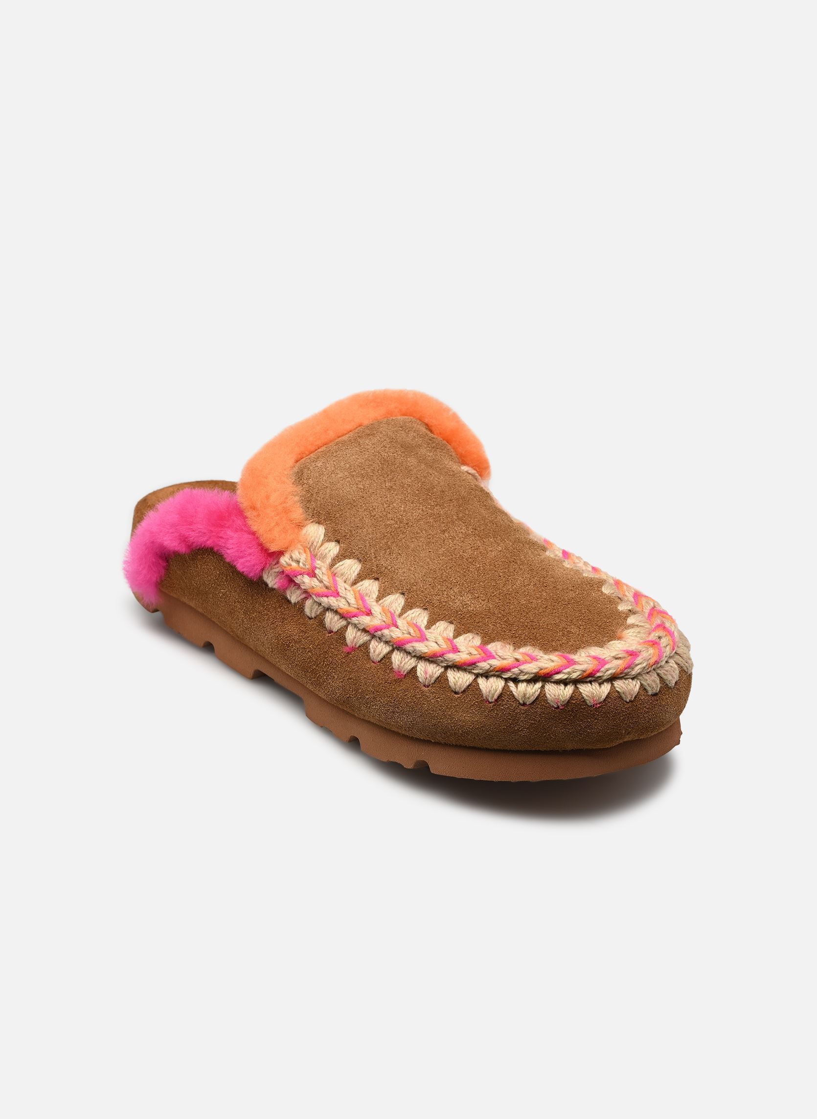 Pantoletten und Clogs Winter Bio Overstitching damen braun MOU Pantoletten und Clogs Winter Bio Overstitching damen braun COGNAC