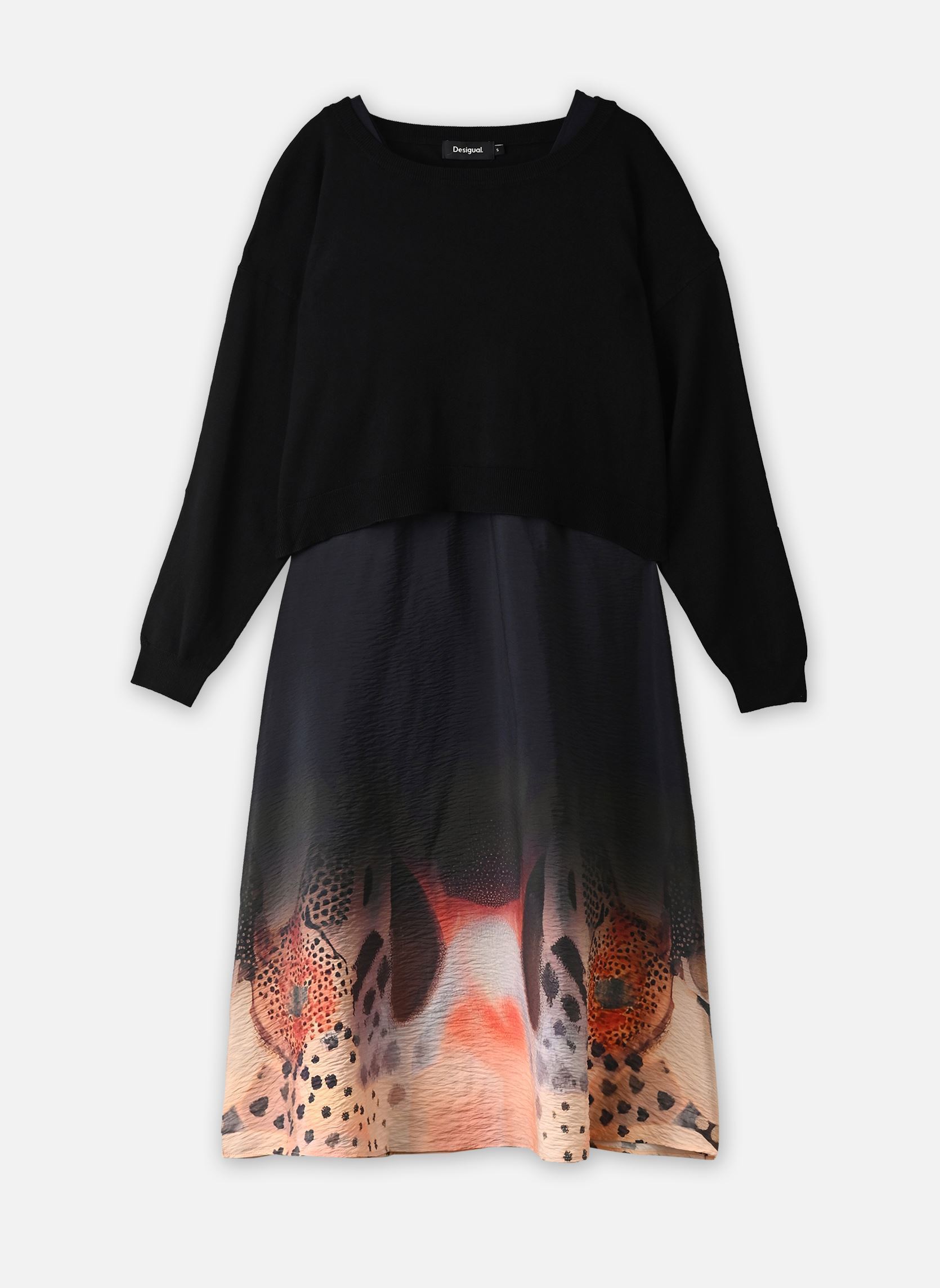 Lange Kleider Dress Pointillism damen schwarz Desigual Lange Kleider Dress Pointillism damen schwarz BLACK