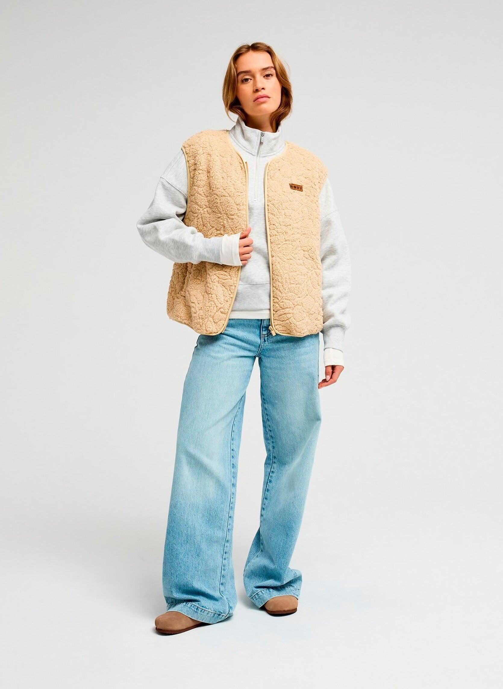 Vestes polaires Best Town Vest femme beige Roxy Vestes polaires Best Town Vest femme beige PEEBLE OUTLINE MO