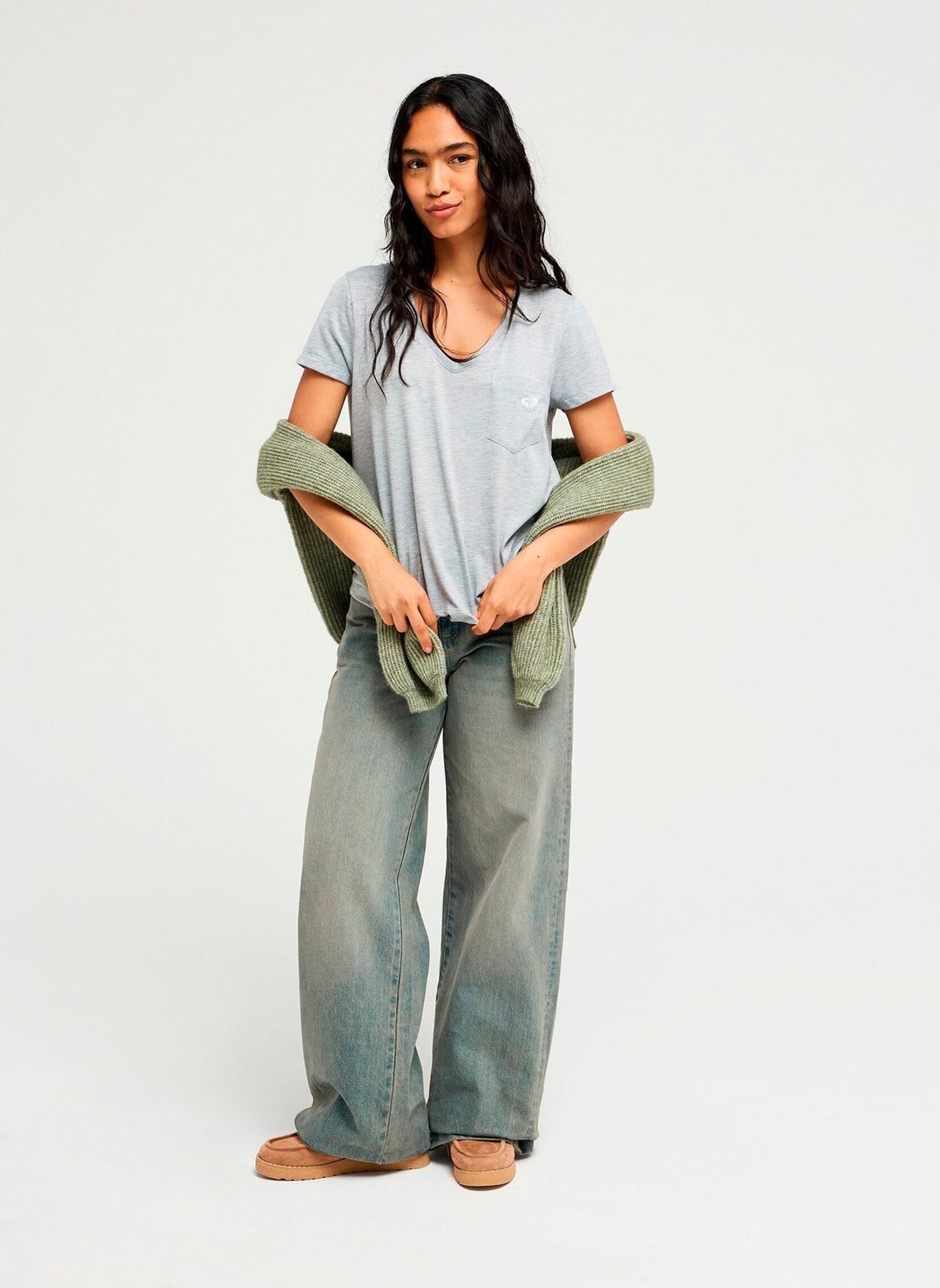 Tee-shirts Laguna Green V femme gris Roxy Tee-shirts Laguna Green V femme gris HEATHER GREY