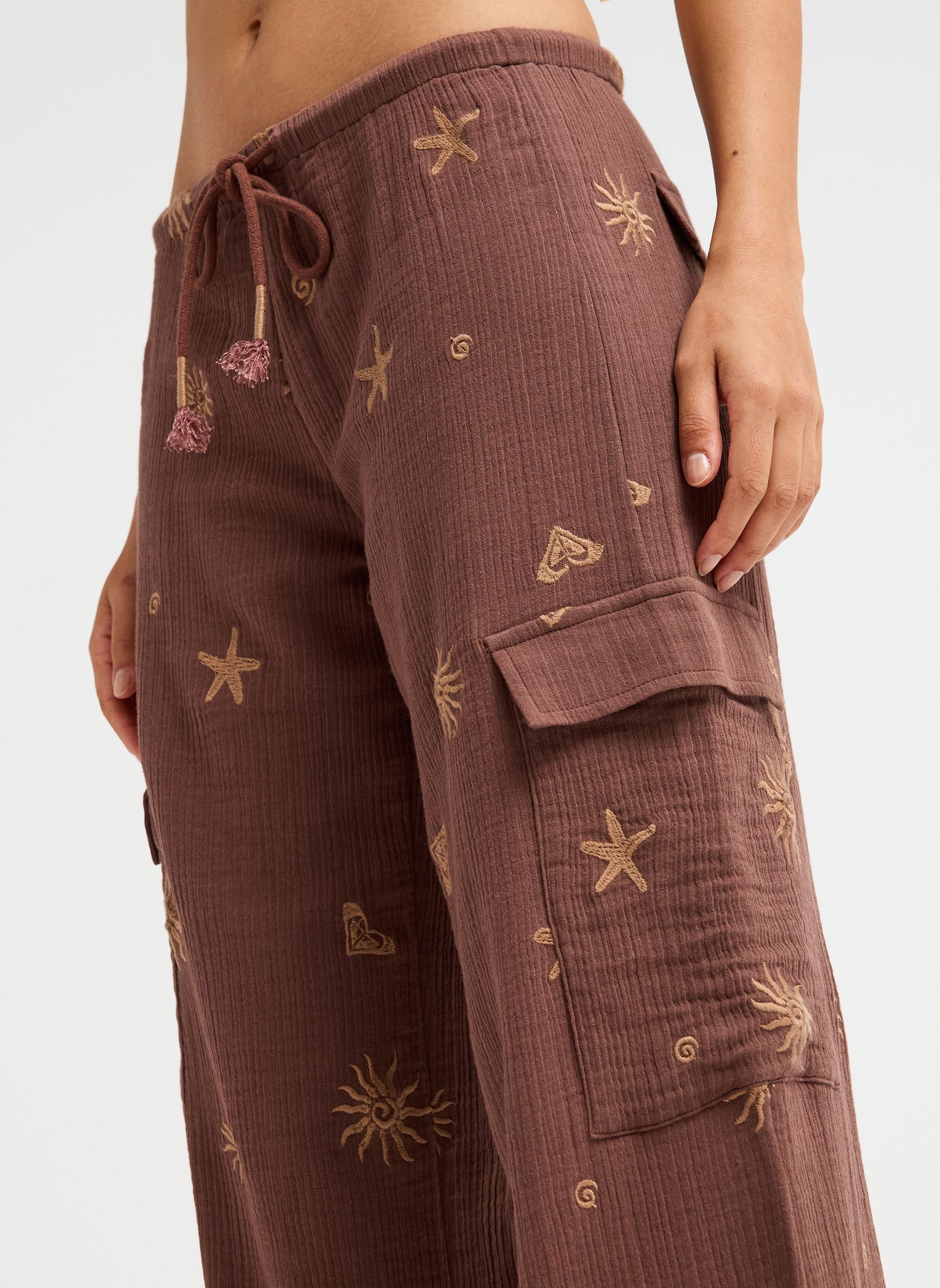 Pantalons larges Stardust Sand femme marron Roxy Pantalons larges Stardust Sand femme marron PEPPER CORN SUNNY DITSY