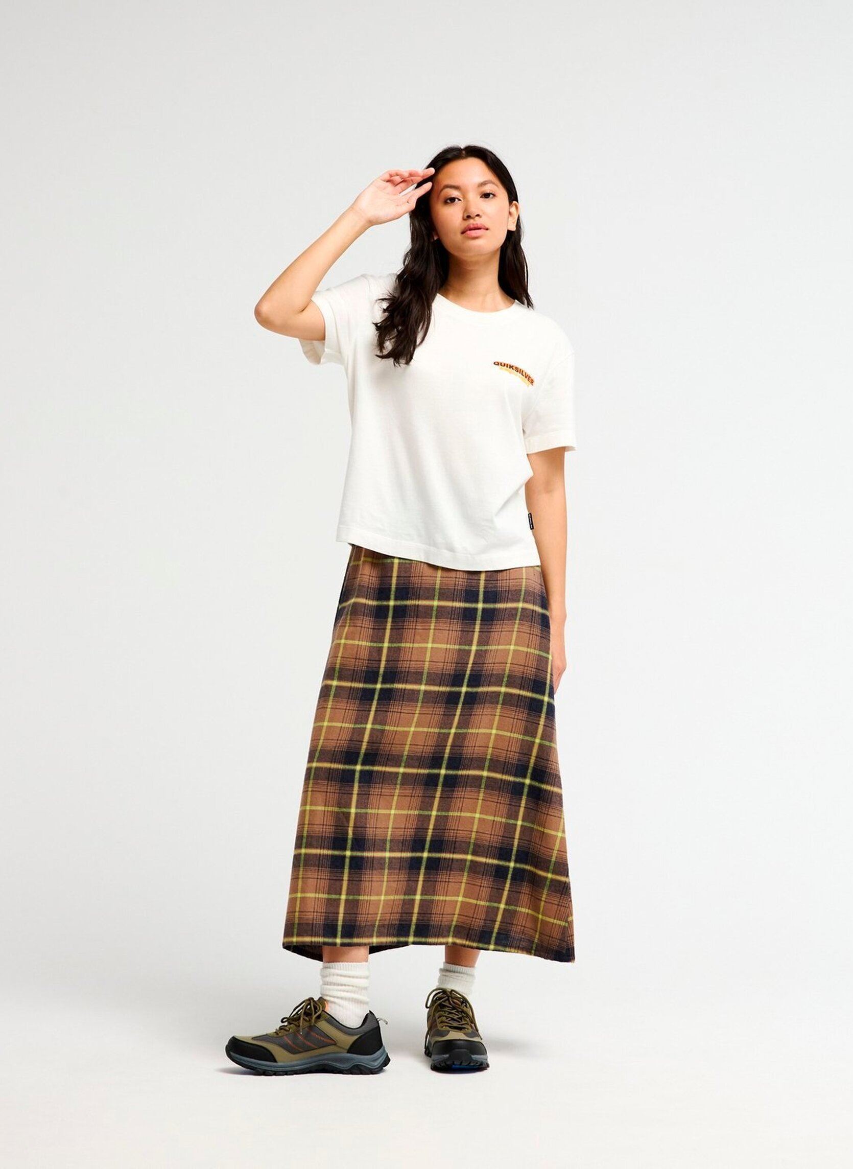 Jupes Lomond skirt femme marron Quiksilver Jupes Lomond skirt femme marron PINE BARK LOMOND CHECK